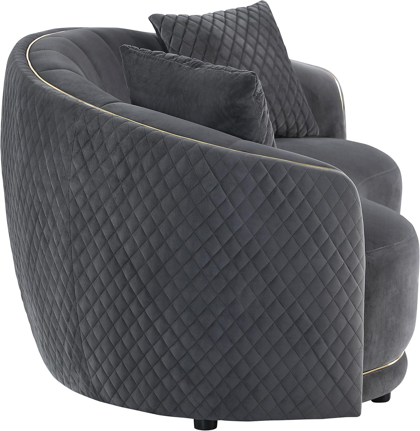 Coaster Brookside 2-Piece Velvet Fabric Upholstered Sofa Set in Dark Gray