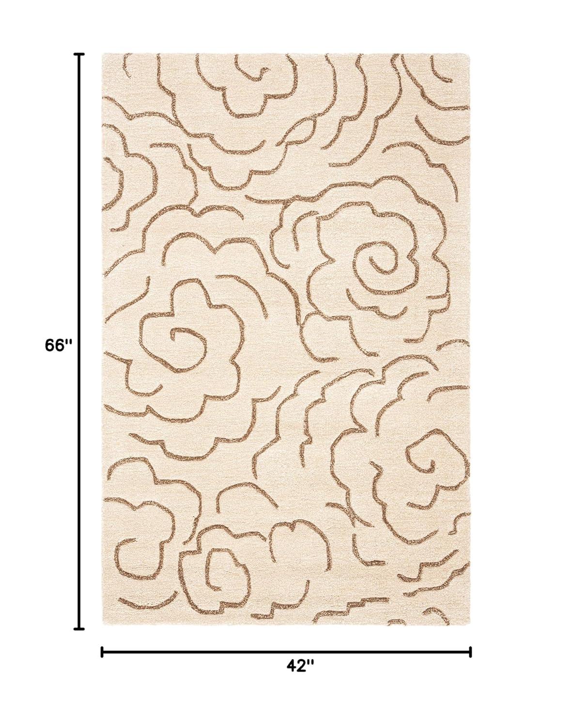 SAFAVIEH Soho Trinity Floral Wool Area Rug, Beige/Multi, 3'6" x 5'6"