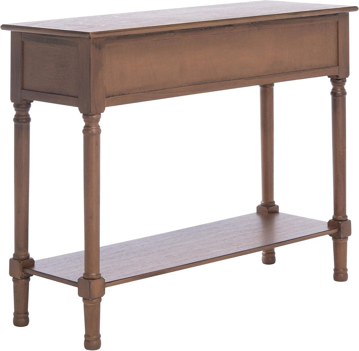 Halton Brown 40" Wood and Metal Console Table with Storage