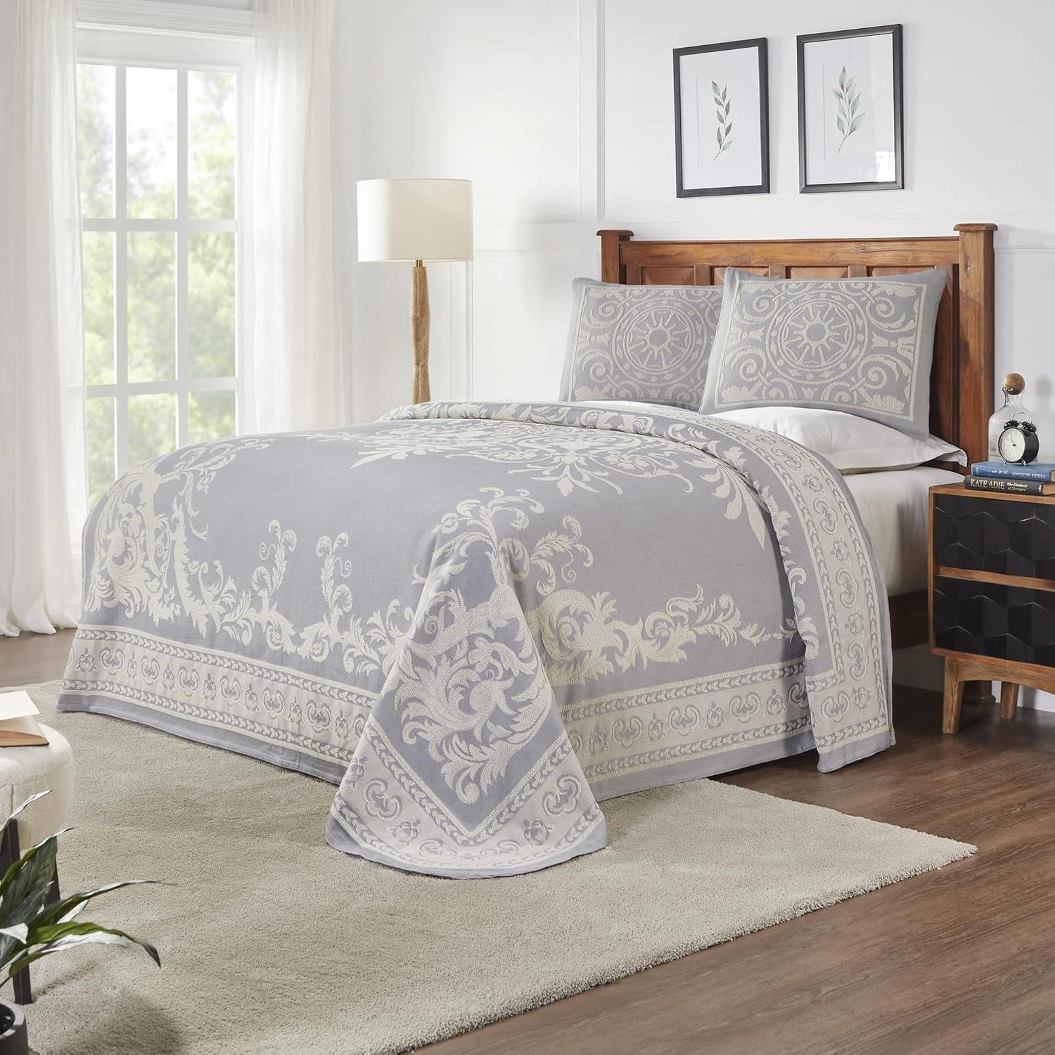 Superior Bedspread Set, Twin, Slate Blue, 2 Piece