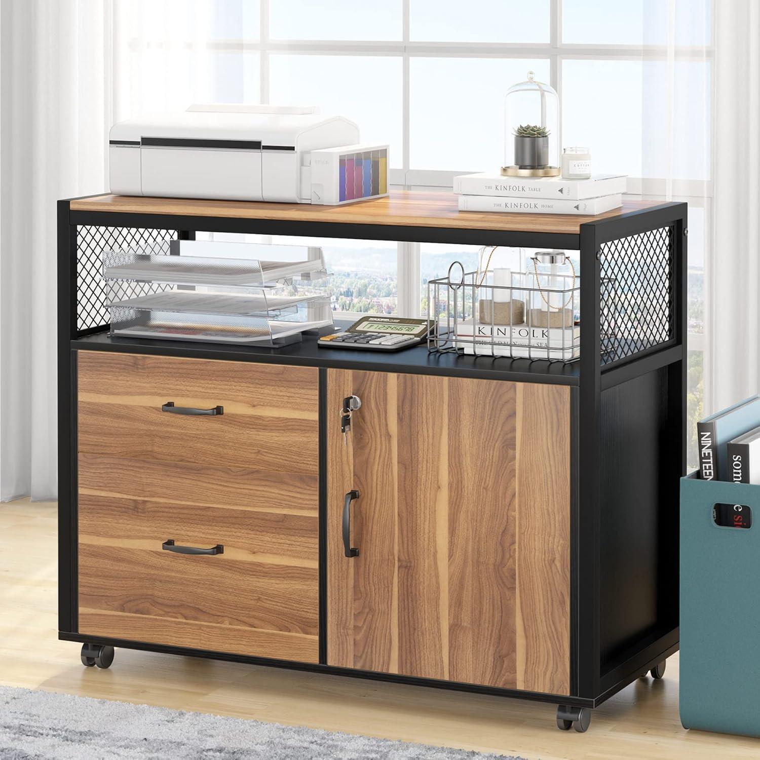 XDYZ 15.74"W X 29.92"H Mobile 2 Drawer File Cabinet With Doors