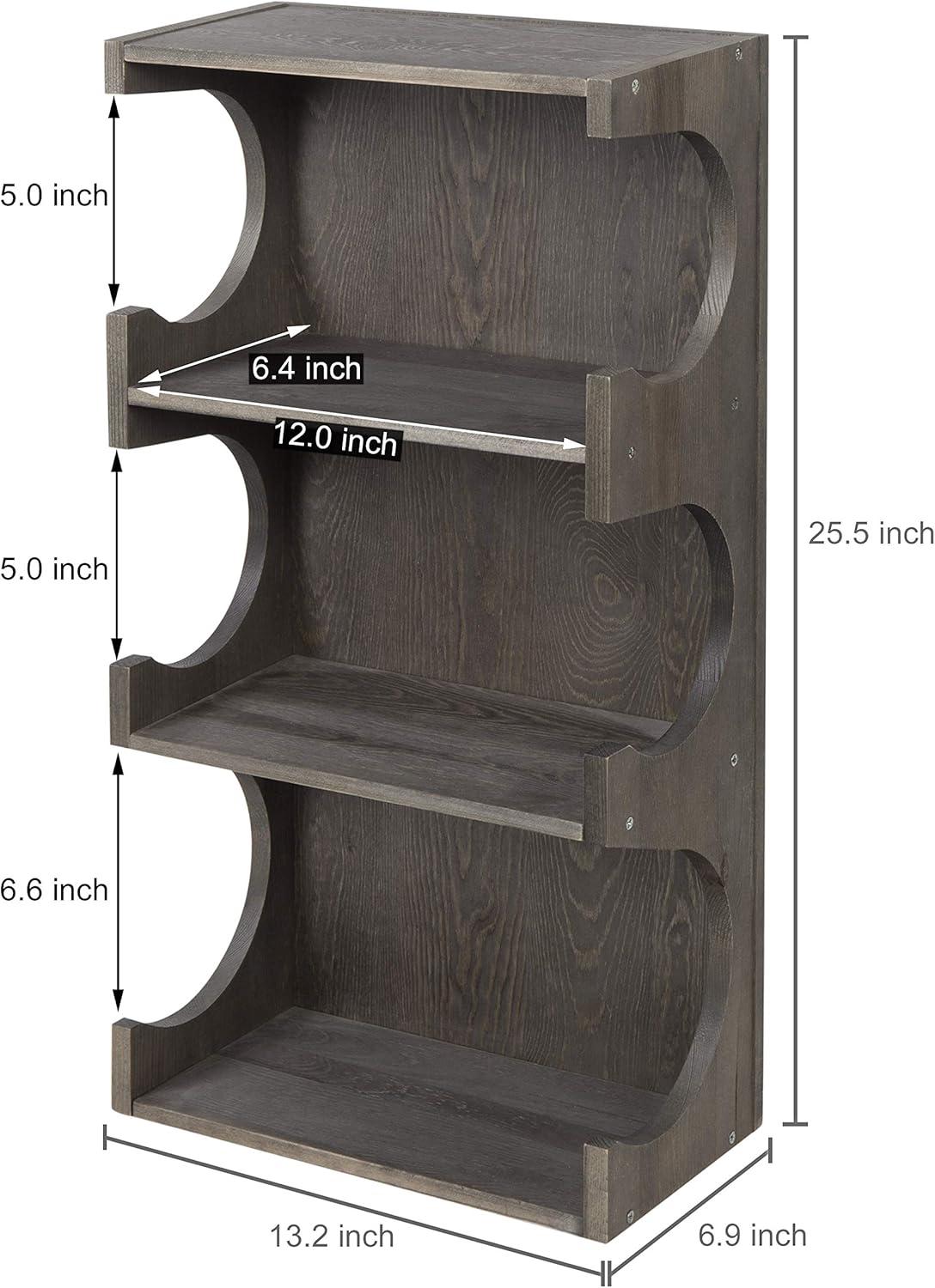 MyGift Wall-Mounted Vintage Gray Wood 3-Tier Yoga and Barre Mats Storage Rack