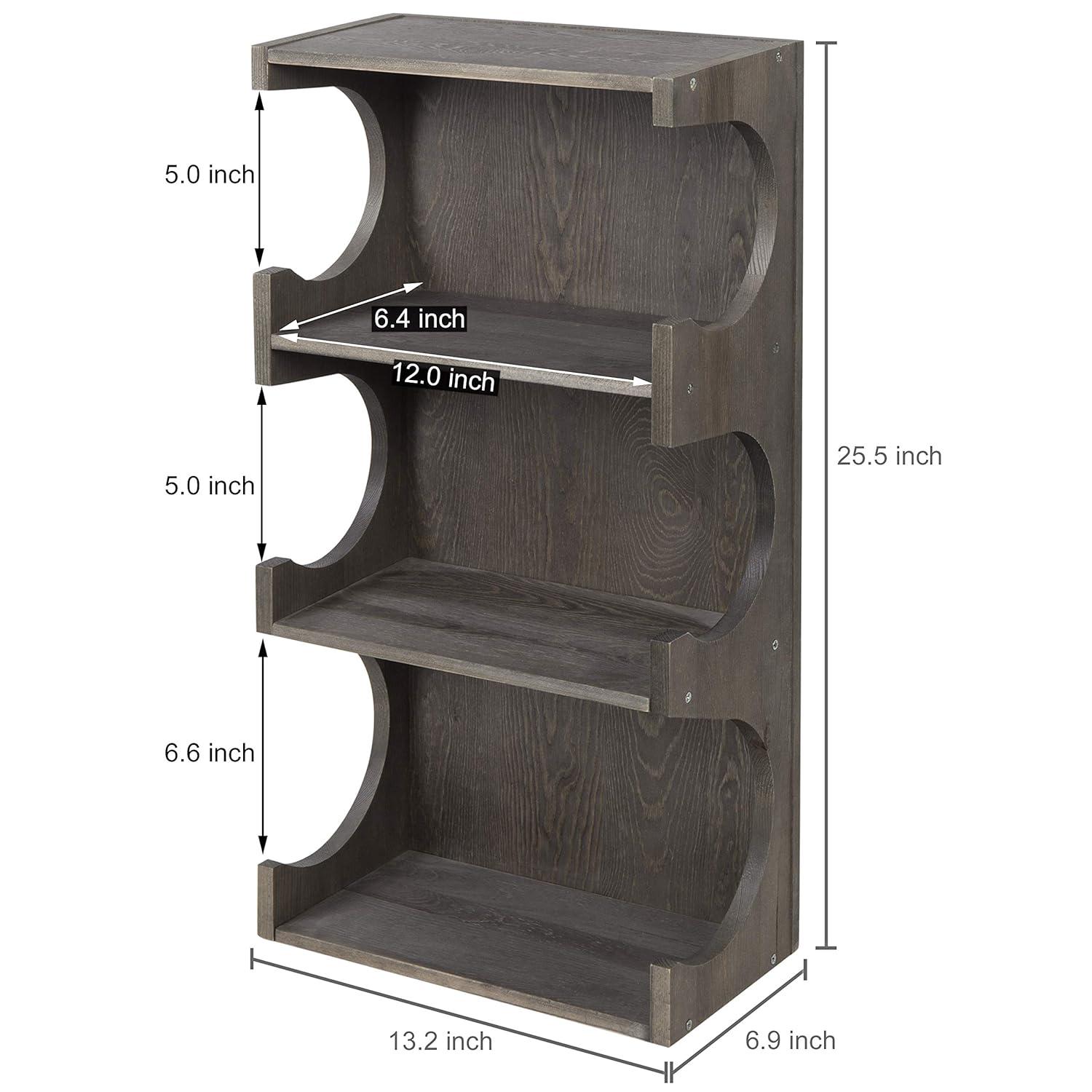 MyGift Wall-Mounted Vintage Gray Wood 3-Tier Yoga and Barre Mats Storage Rack