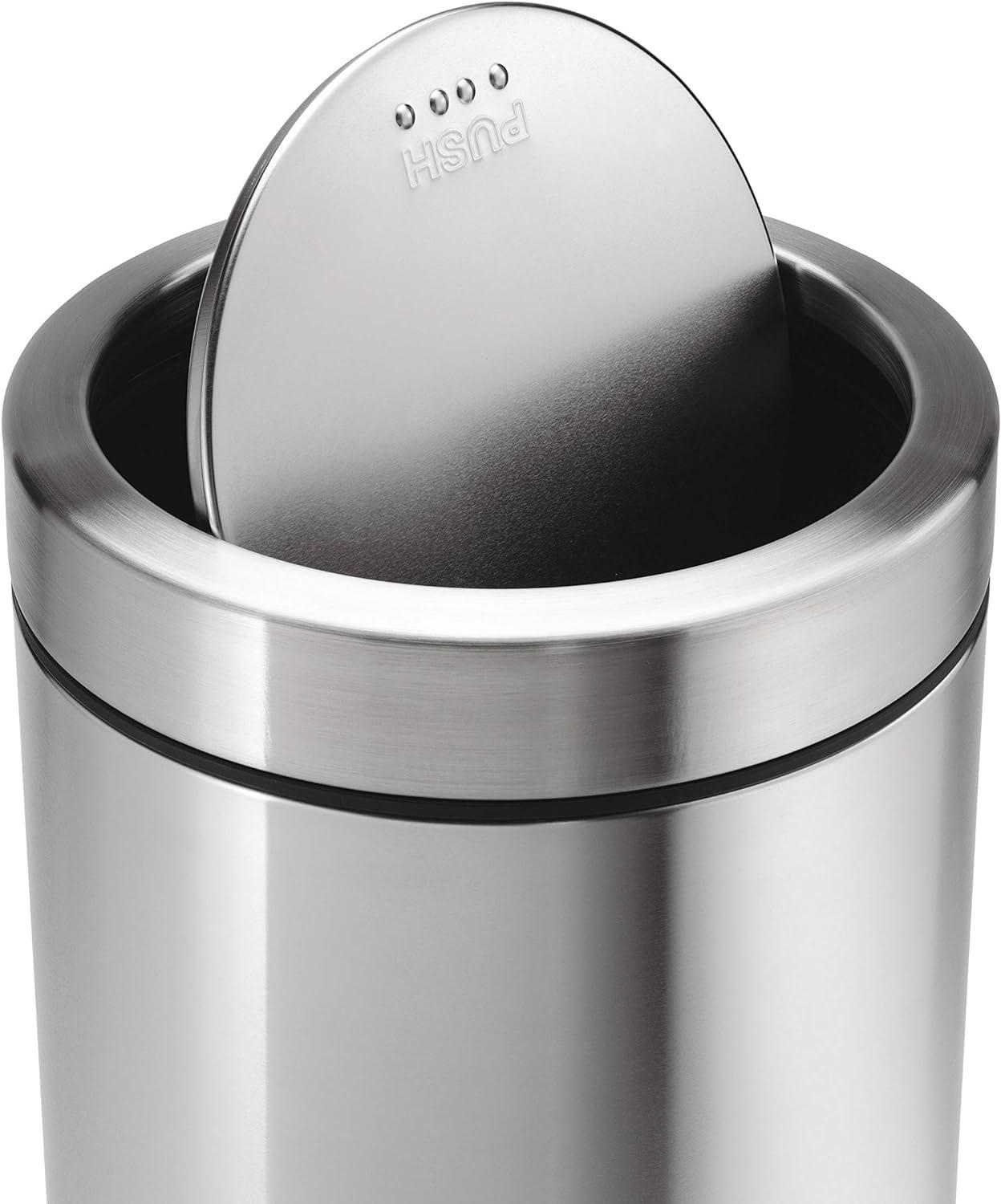 55 Liter Brushed Stainless Steel Swing Top Trash Can