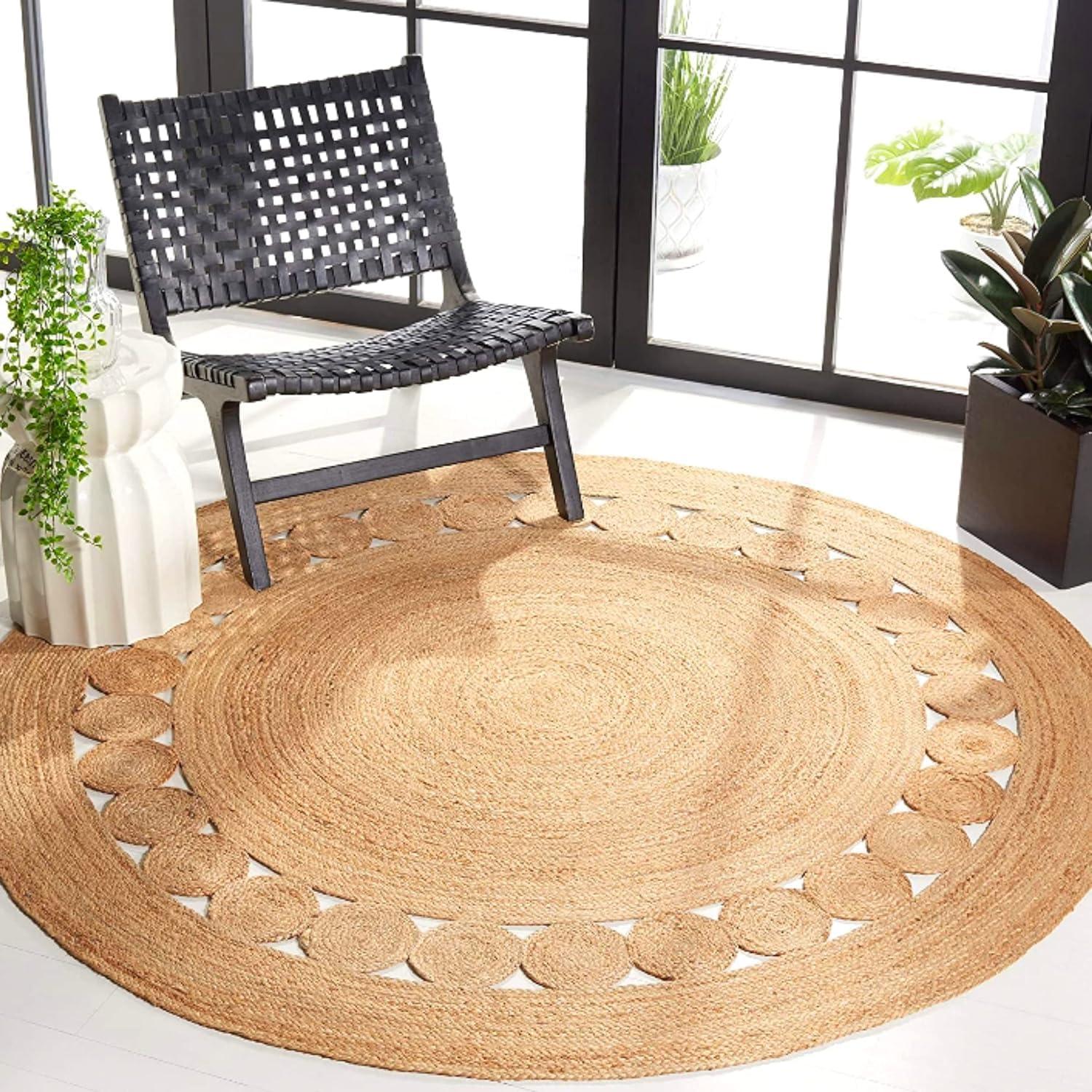 Natural Fiber NFB306 Hand Woven Area Rug - Natural - 4' round - Safavieh.