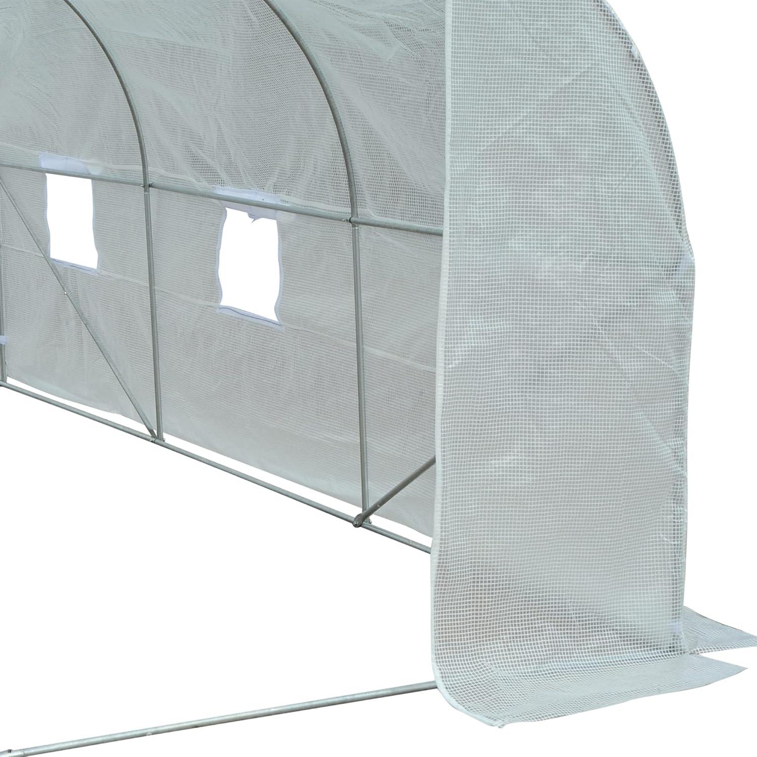 11.5' x 10' x 6.5' Outdoor Walk-in Greenhouse, Tunnel Green House with Roll-up Windows, White