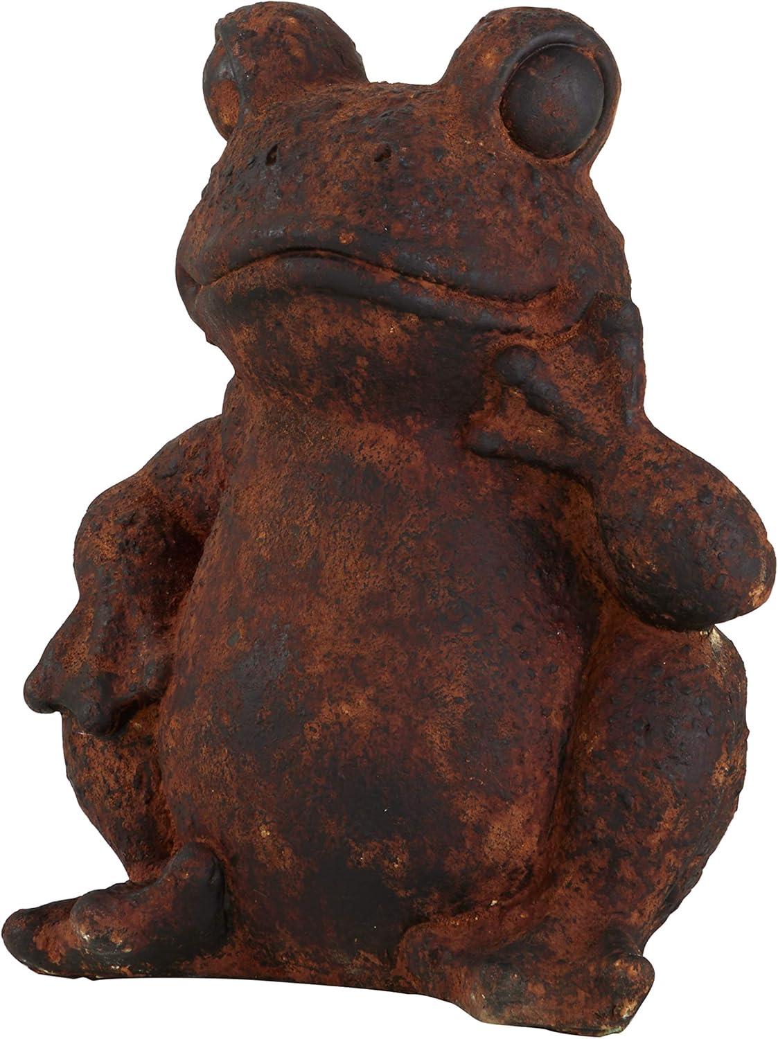 DecMode Outdoor 13" x 16" Rust Magnesium Oxide Rustic Frogs Garden Sculpture, 1 - Pieces