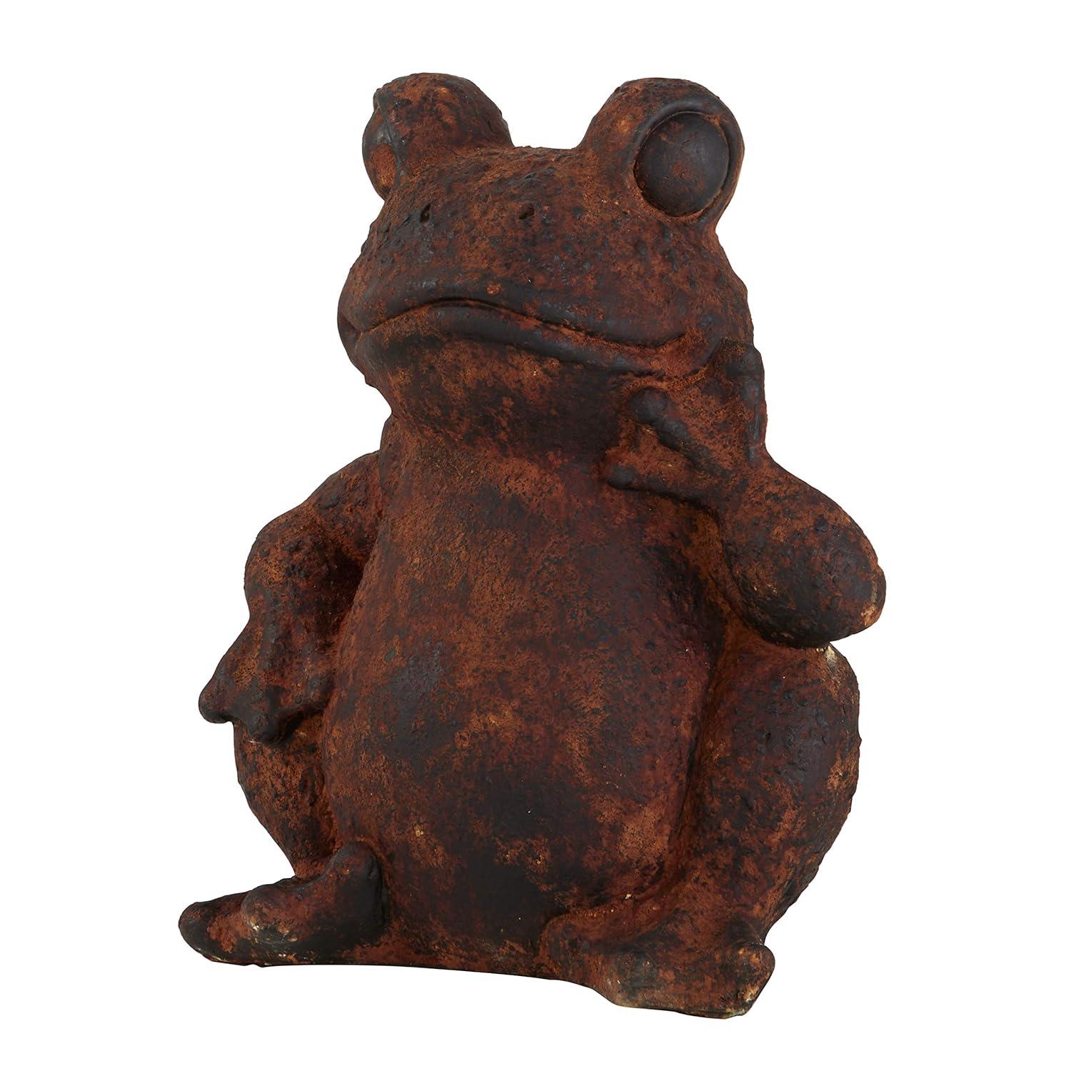 DecMode Outdoor 13" x 16" Rust Magnesium Oxide Rustic Frogs Garden Sculpture, 1 - Pieces