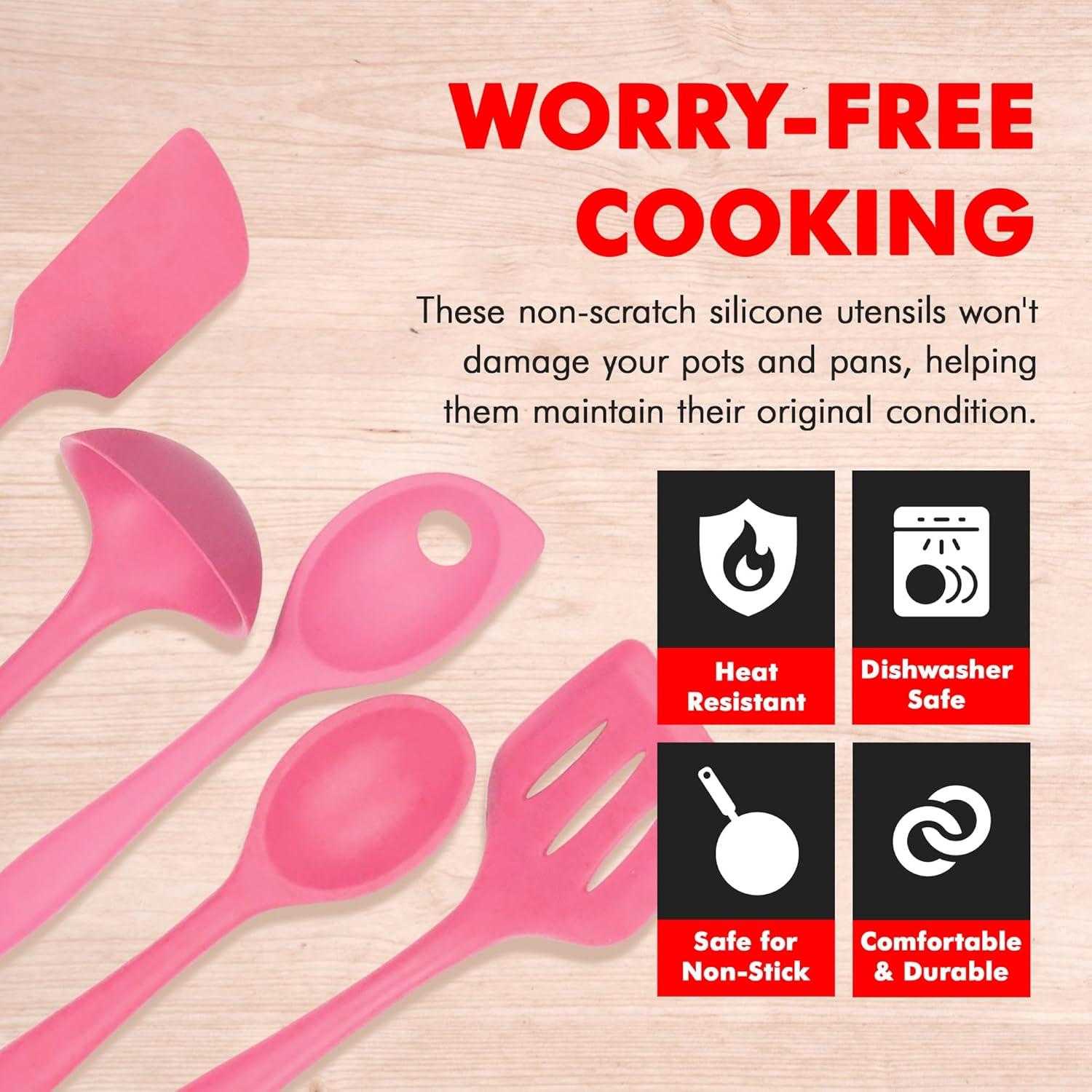 Chef Craft Premium Silicone  Kitchen Tool and Utensil Set
, 5 Piece Set, Pink