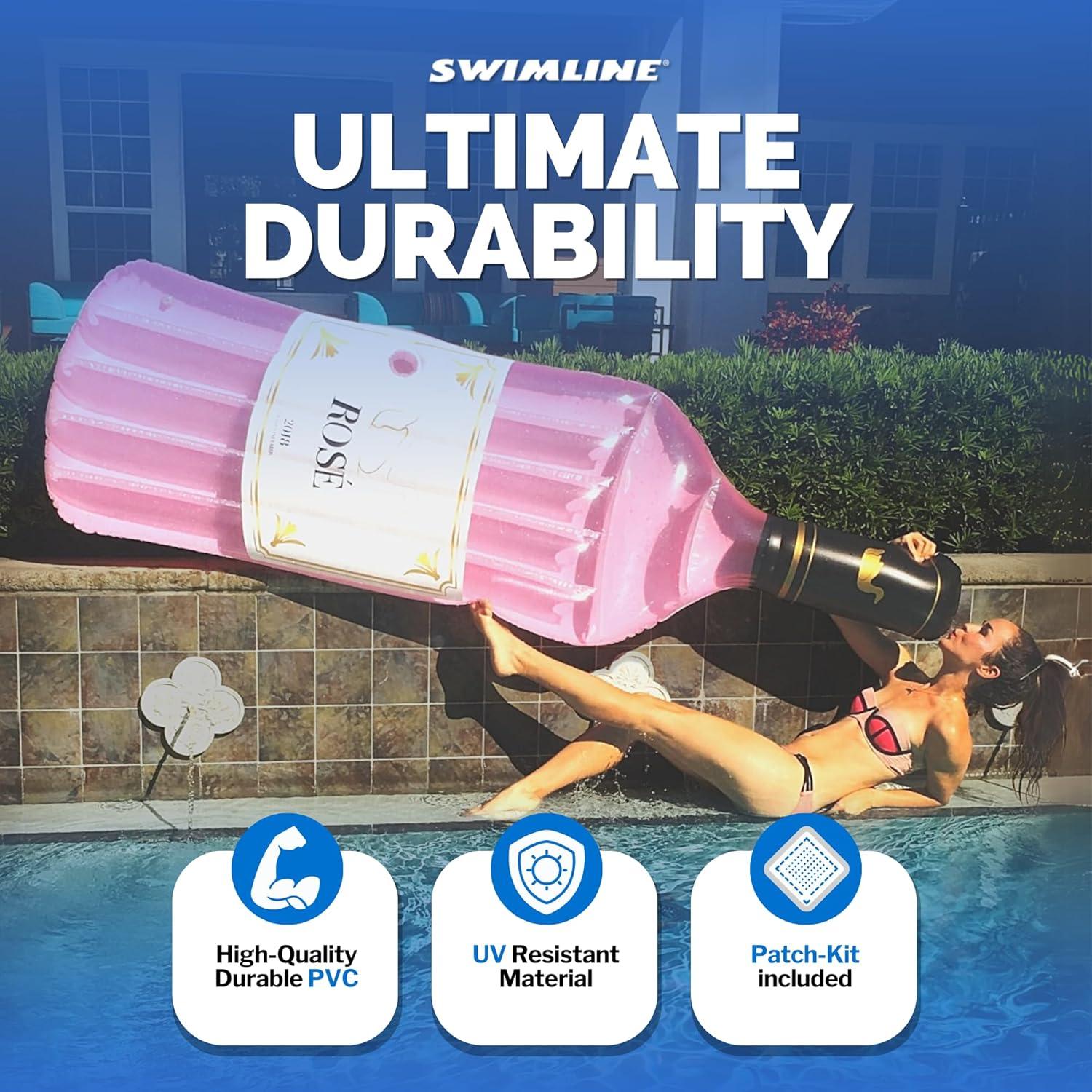 Swim Central 94" Pink Rose Bottle Inflatable Swimming Pool Lounge Float