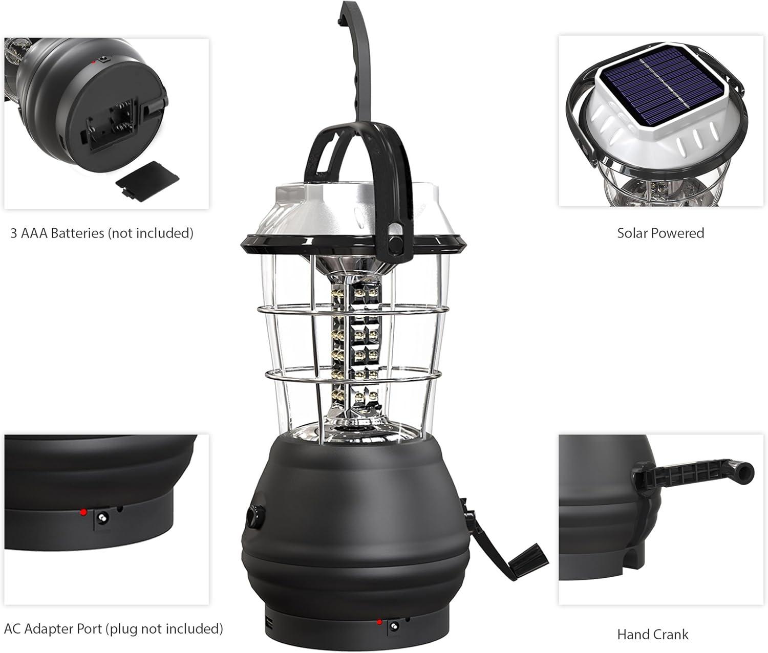 Whetstone Rechargeable Lantern or Battery-Operated LED Light for Camping - Solar Powered Lantern