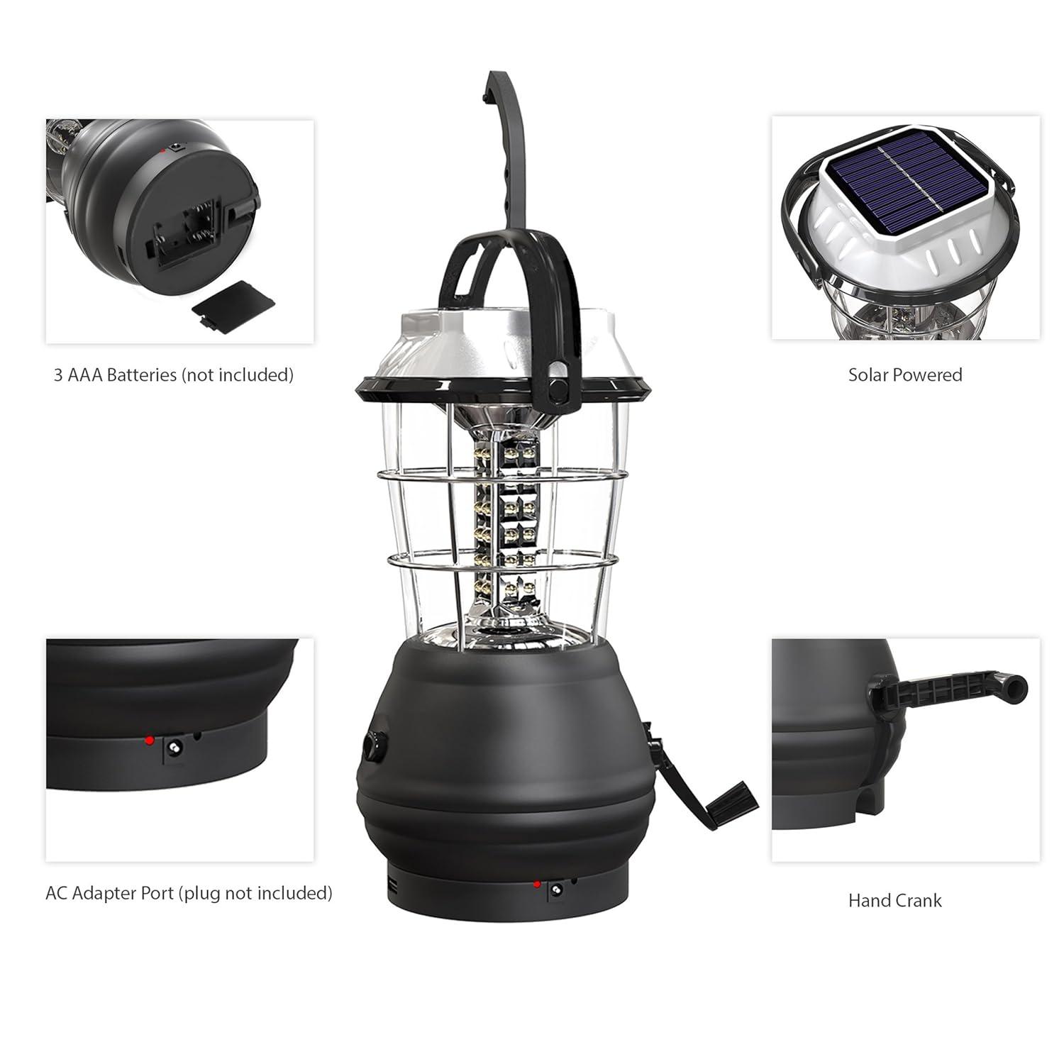 Whetstone Whetstone Rechargeable Lantern or Battery-Operated LED Light for Camping - Solar Powered Lantern