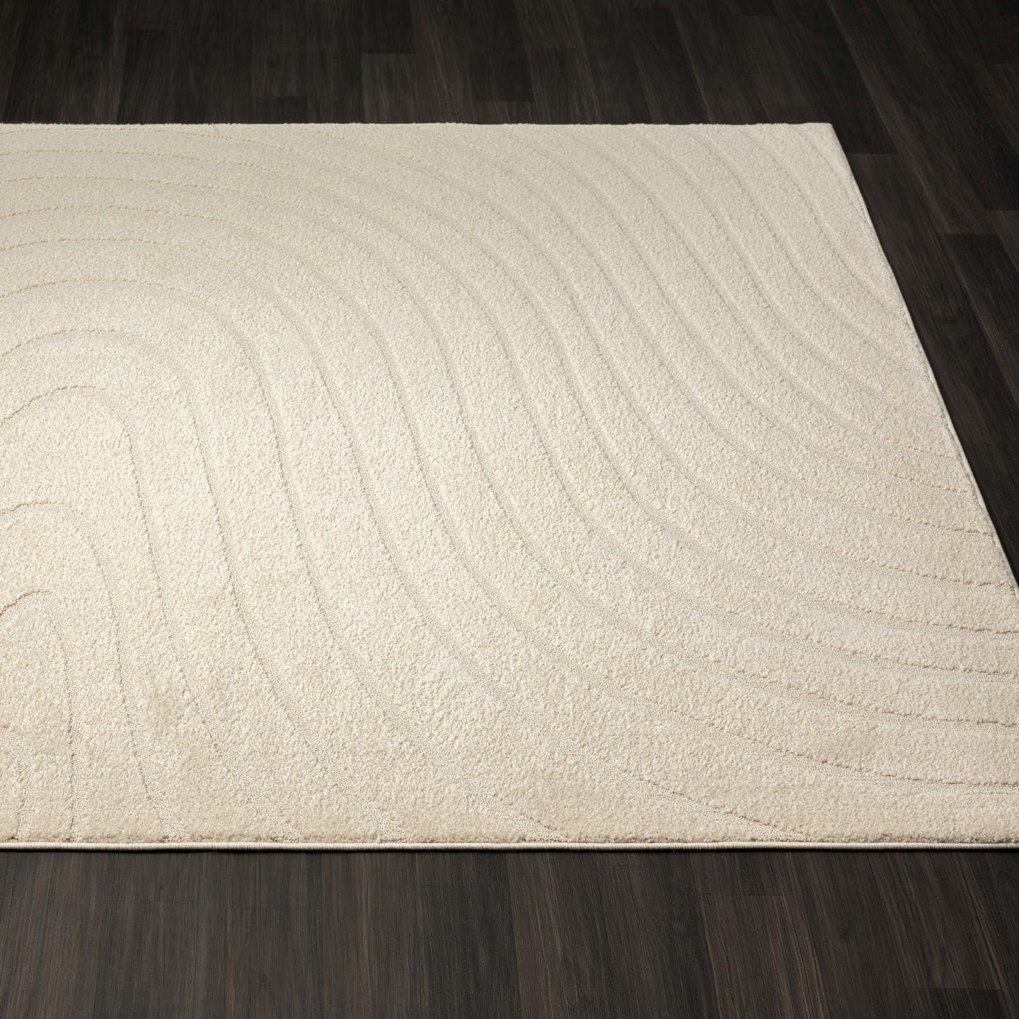 Luxe Weavers Modern Floral Indoor Cream 8x10 Area Rug
