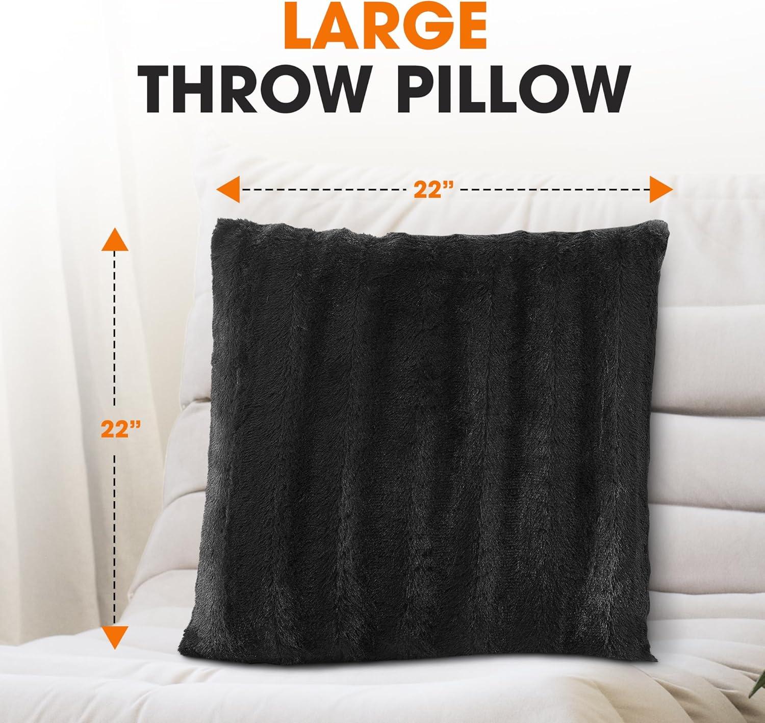 Cheer Collection Faux Fur Throw Pillow (Set of 2)