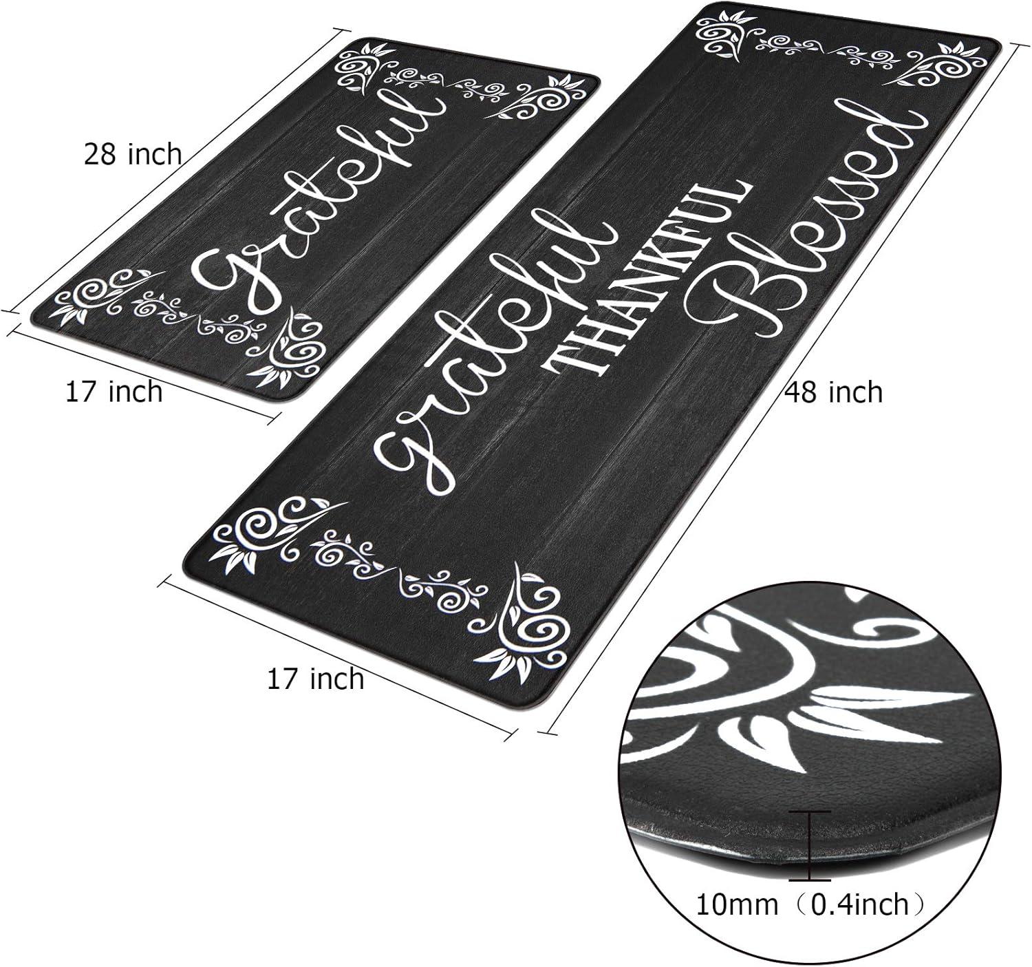 HEBE Anti Fatigue Kitchen Mat Set of 2 Non Slip Cushioned Kitchen Mats for Floor Waterproof Farmhouse Kitchen Rugs and Mats Set Comfort Standing Desk Mat Carpet for Sink,Office,Laundry