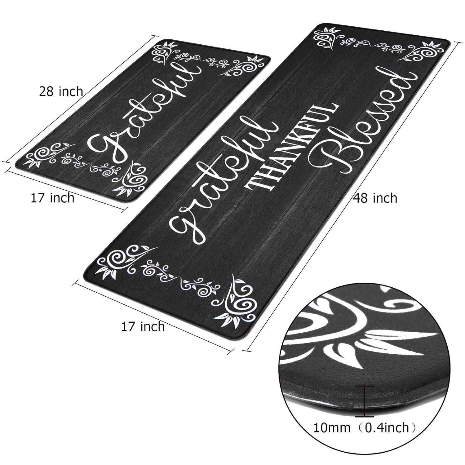 HEBE Anti Fatigue Kitchen Mat Set of 2 Non Slip Cushioned Kitchen Mats for Floor Waterproof Farmhouse Kitchen Rugs and Mats Set Comfort Standing Desk Mat Carpet for Sink,Office,Laundry