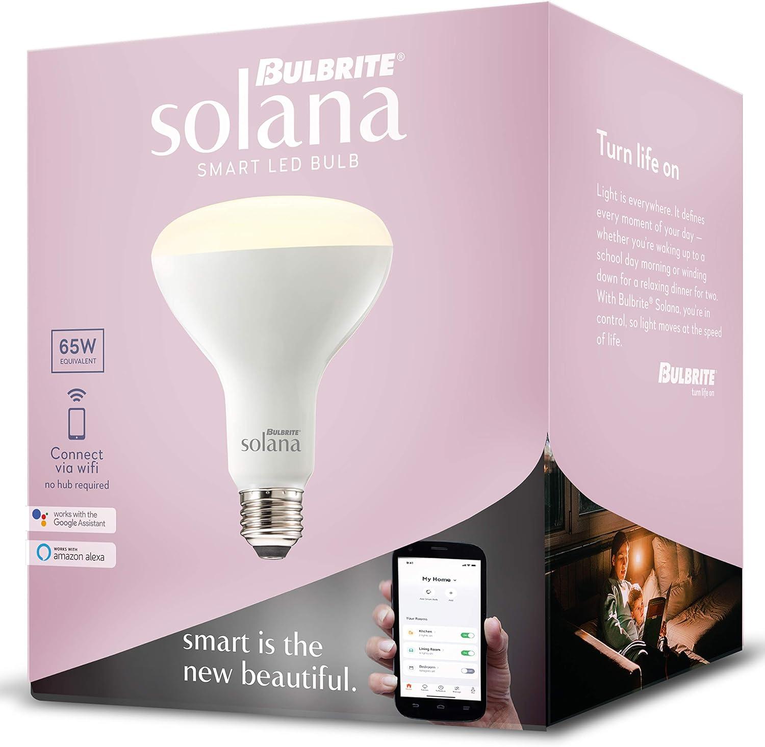 Bulbrite BR30 Ceiling Solana WiFi Connected LED Smart Light Bulb, Single-BR30, Frost