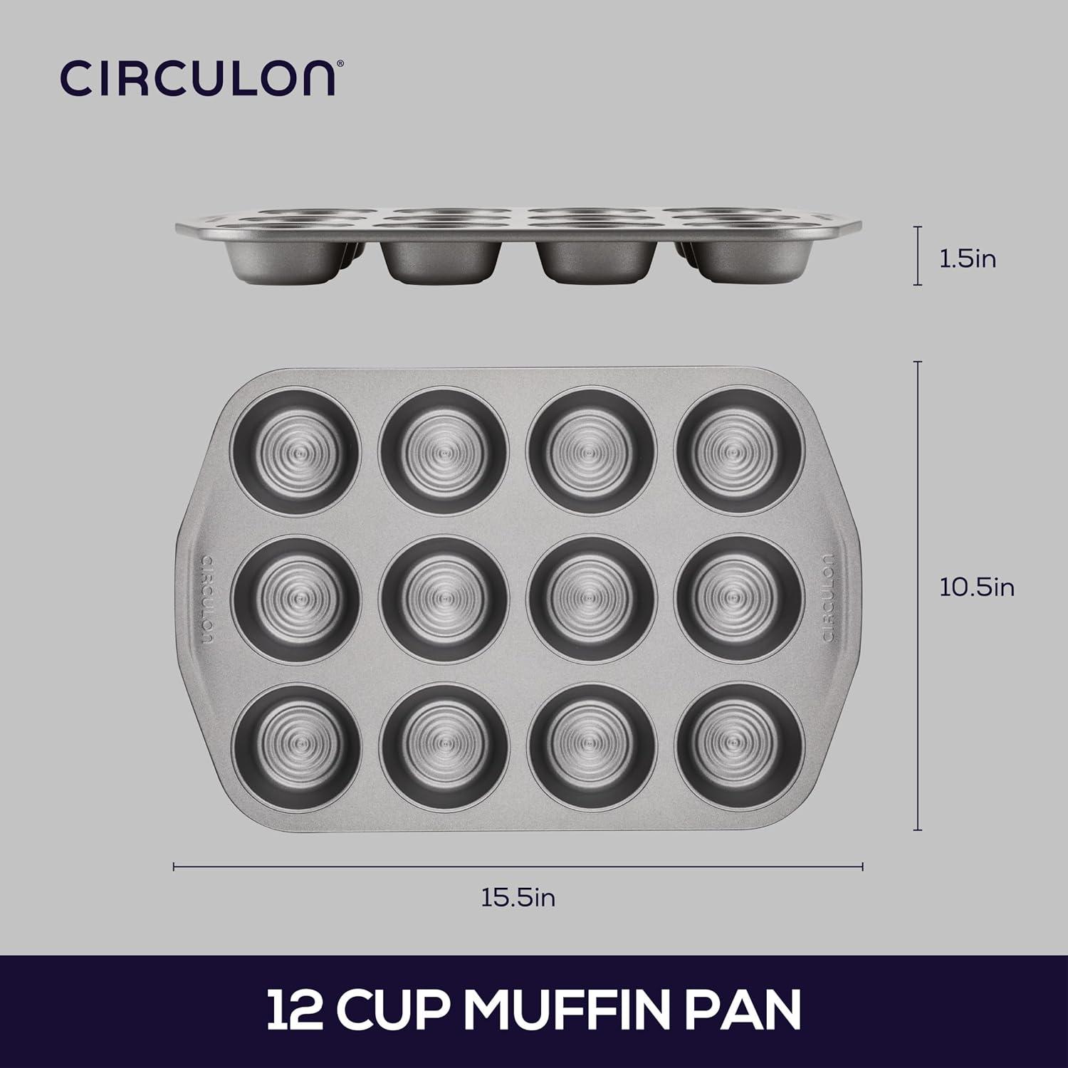 Circulon Bakeware Nonstick Muffin Pan / Cupcake Pan, 12-Cup, Gray & Reviews | Wayfair
