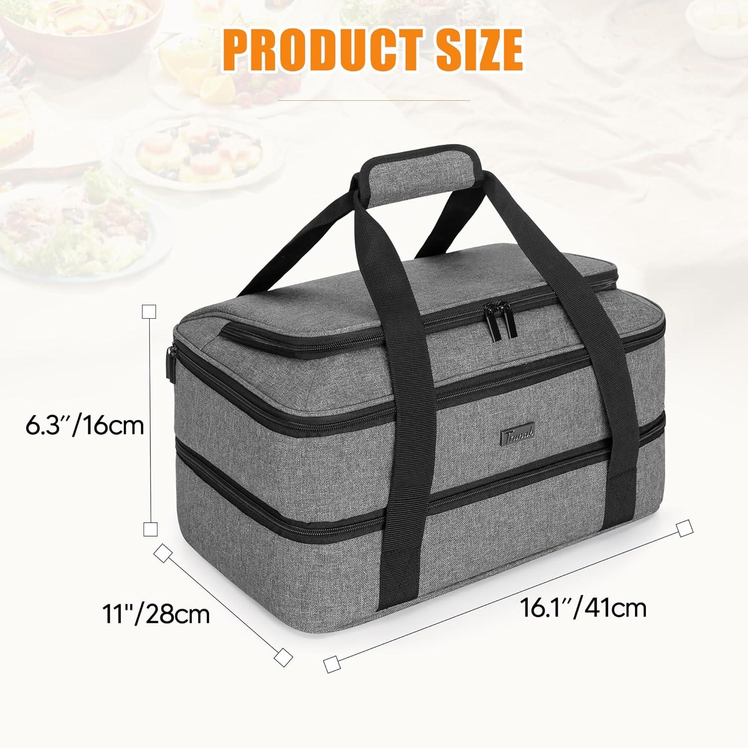 Gray Double Decker Insulated Food Carrier Bag