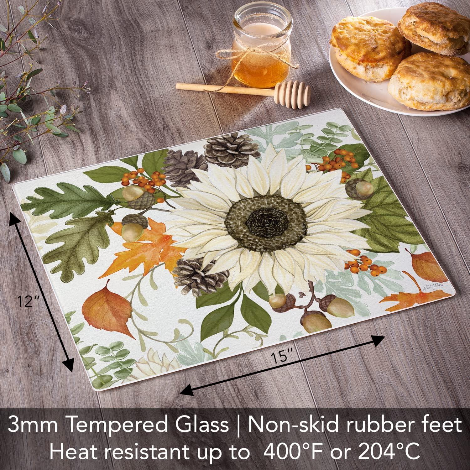 CounterArt Farmhouse Fall Tempered Glass Cutting Board