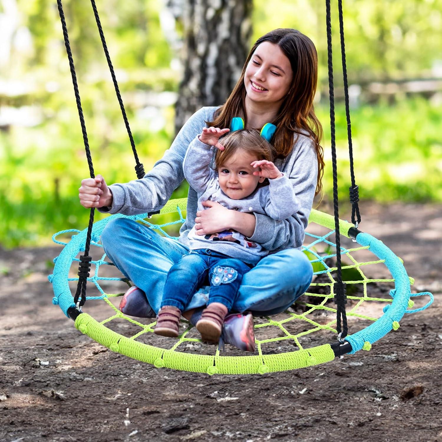 Trekassy 750lb Spider Web Swing 40" Saucer Tree Swing with Straps for Kids Outdoor Playground