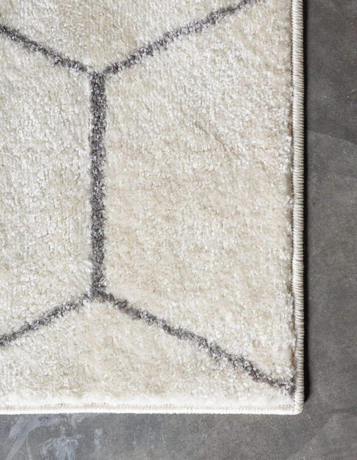 Unique Loom 6' 0 x 6' 0 Trellis Frieze Geometric Ivory Area Rug