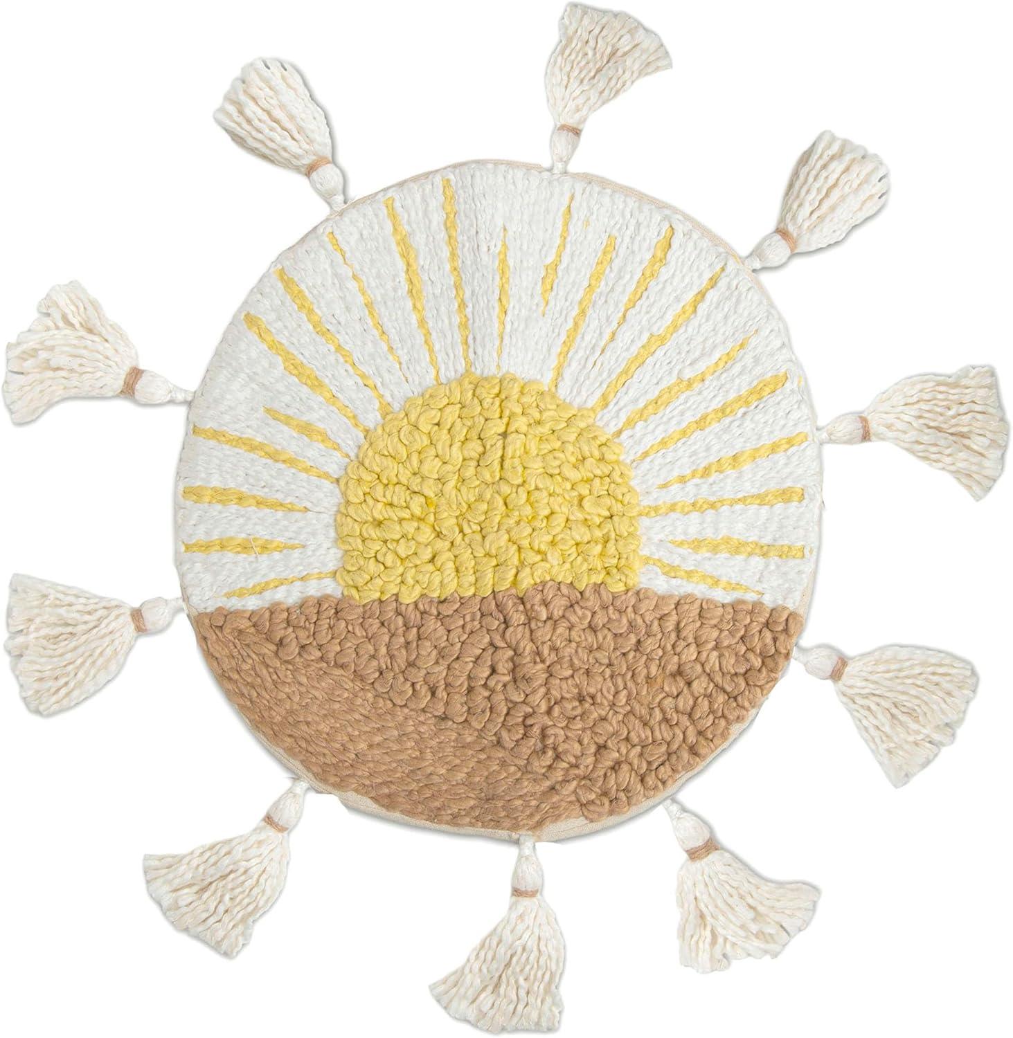 Crane Baby Embroidered Round Throw Pillow - Sunshine