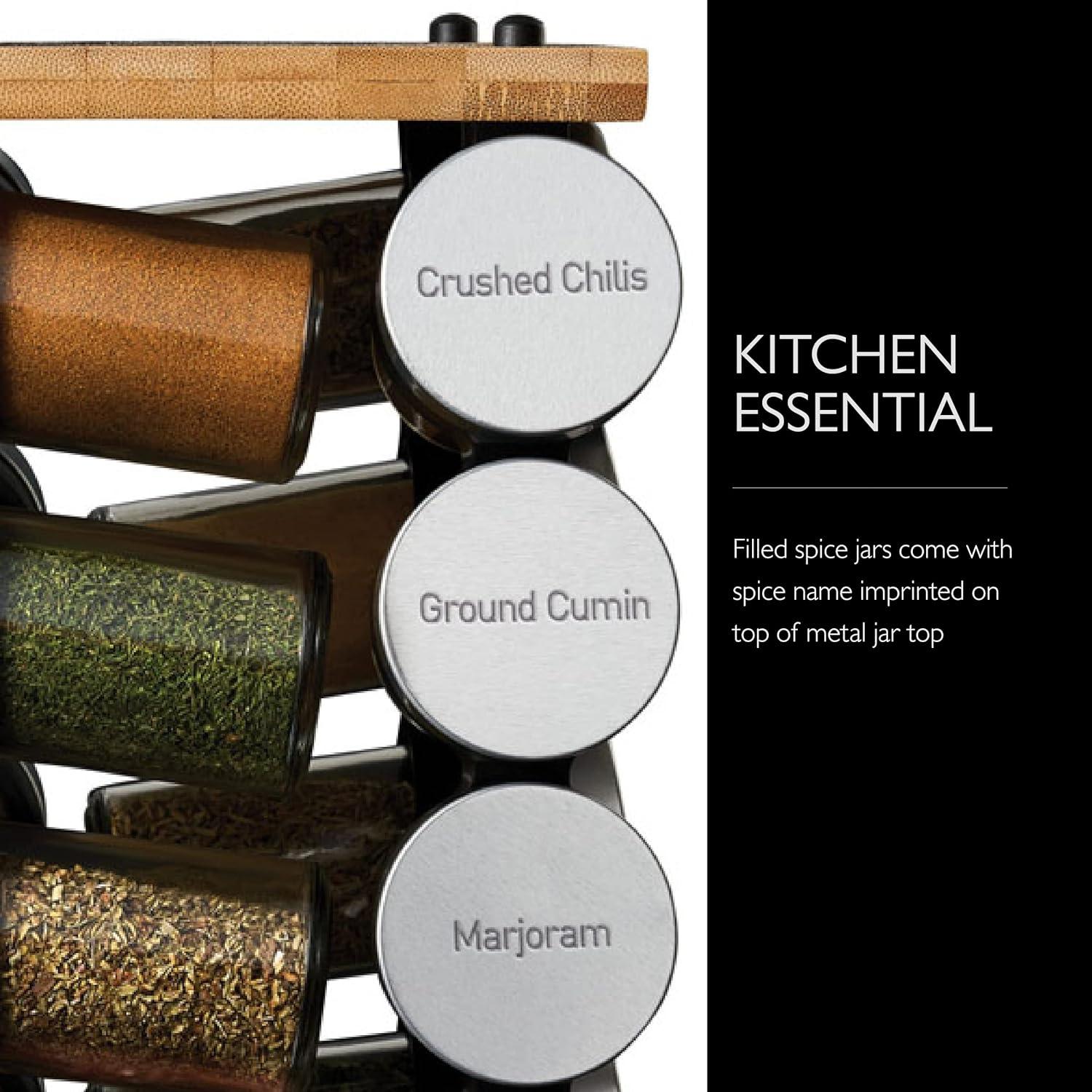 Latitude Run® Silver Stainless Steel Tiered Spice Rack - 16 Jar Manual Revolving Carousel For Easy Access