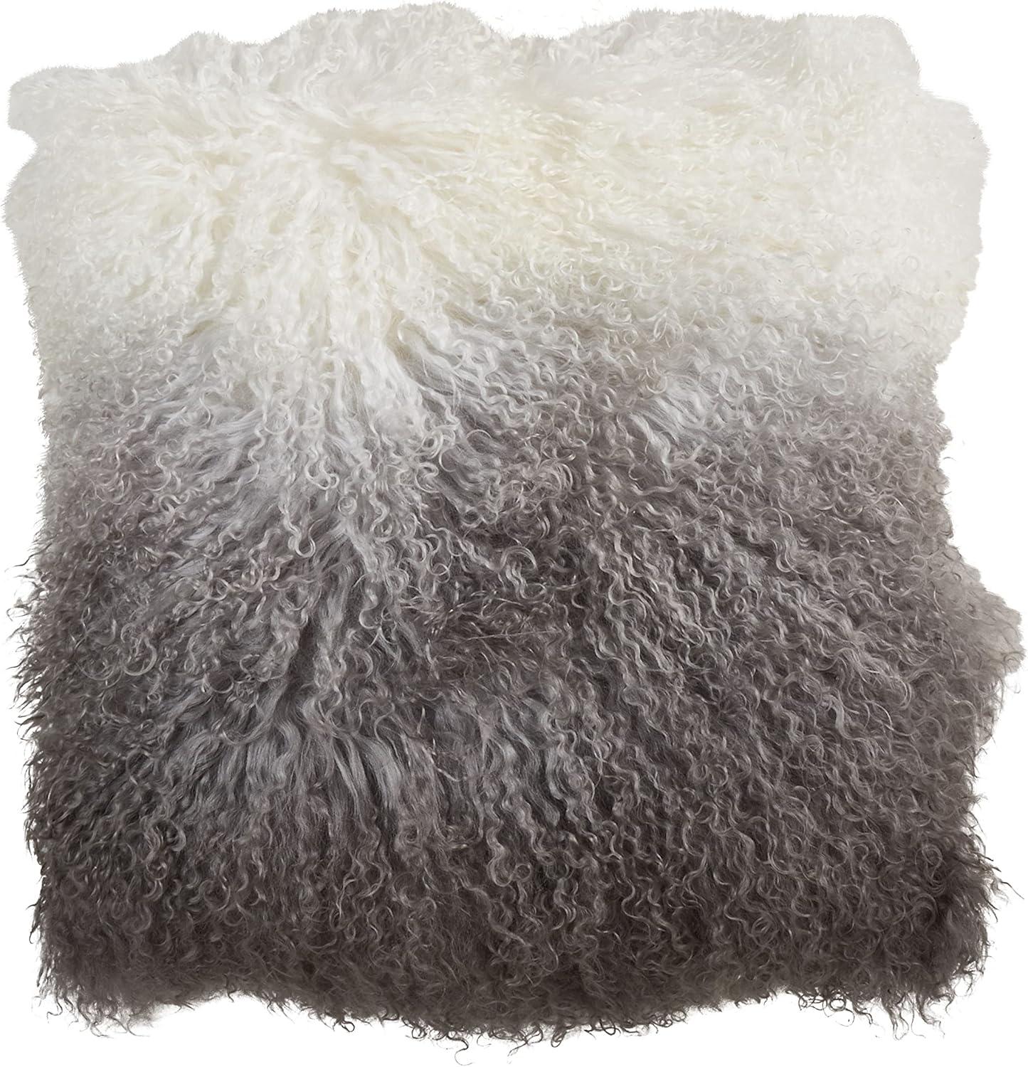 Slate Ombre Lamb Fur 20'' Throw Pillow