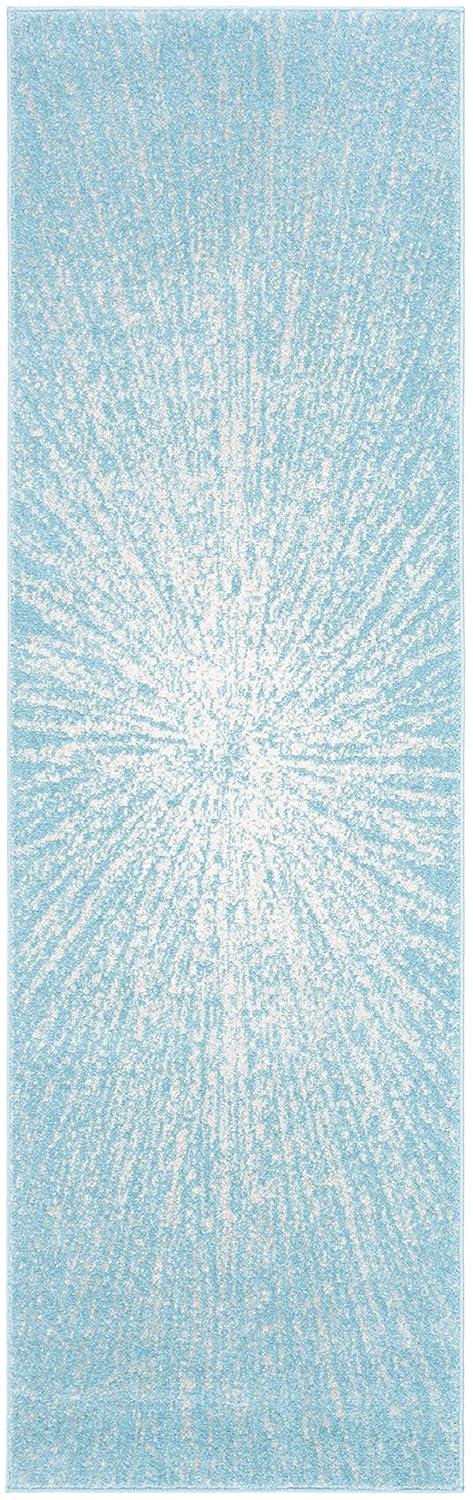 Fuchsia and Cream Synthetic Stain-Resistant Runner Rug