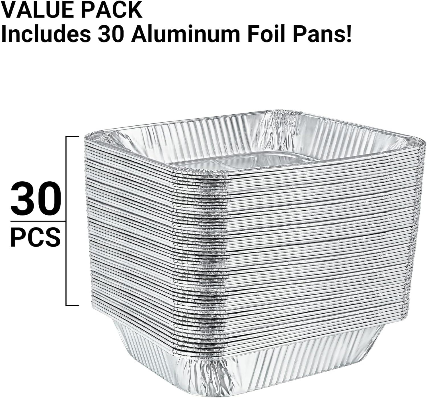 Nicole Home Collection Aluminum Foil Pans, Half Size 9” x 13” Disposable Roasting Pan Set, 30 Pack