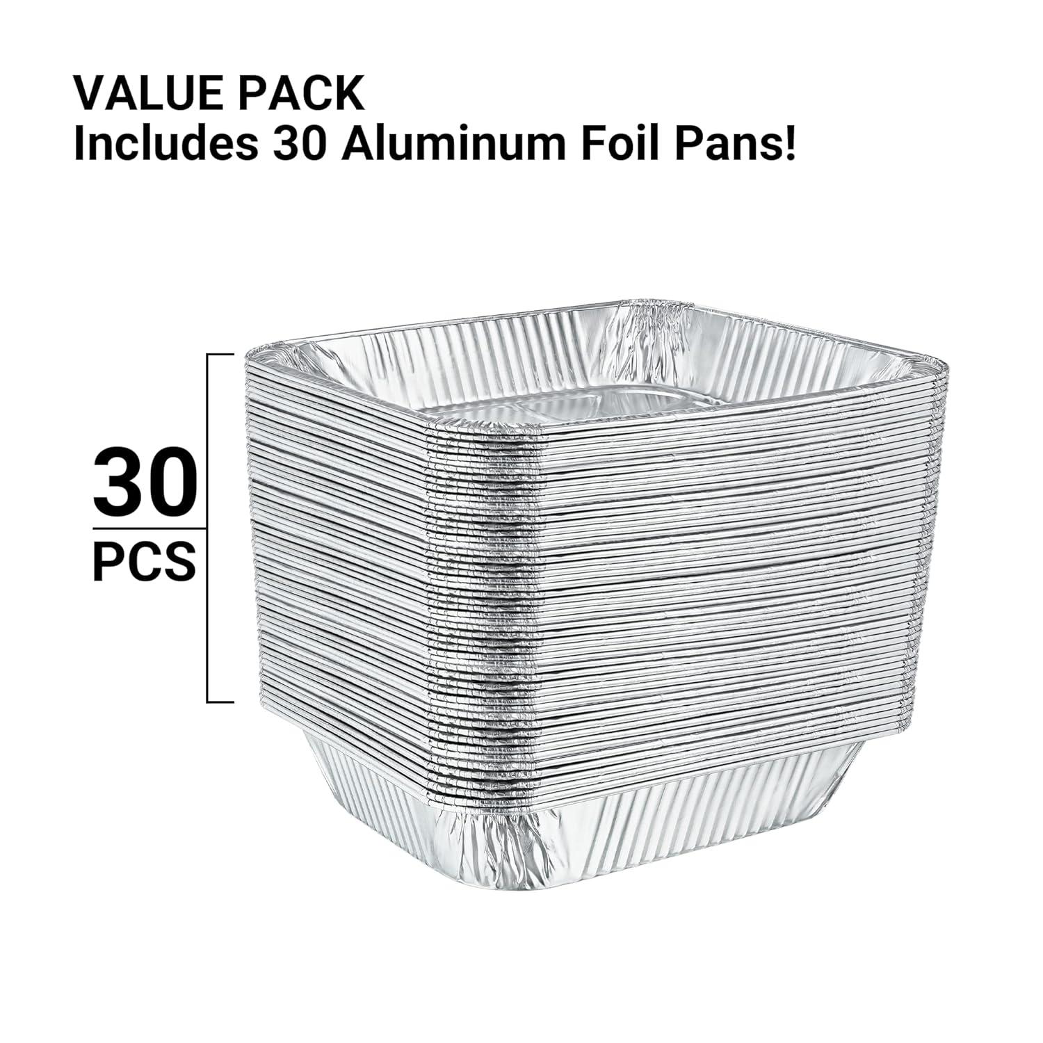 Nicole Home Collection Aluminum Foil Pans, Half Size 9” x 13” Disposable Roasting Pan Set, 30 Pack