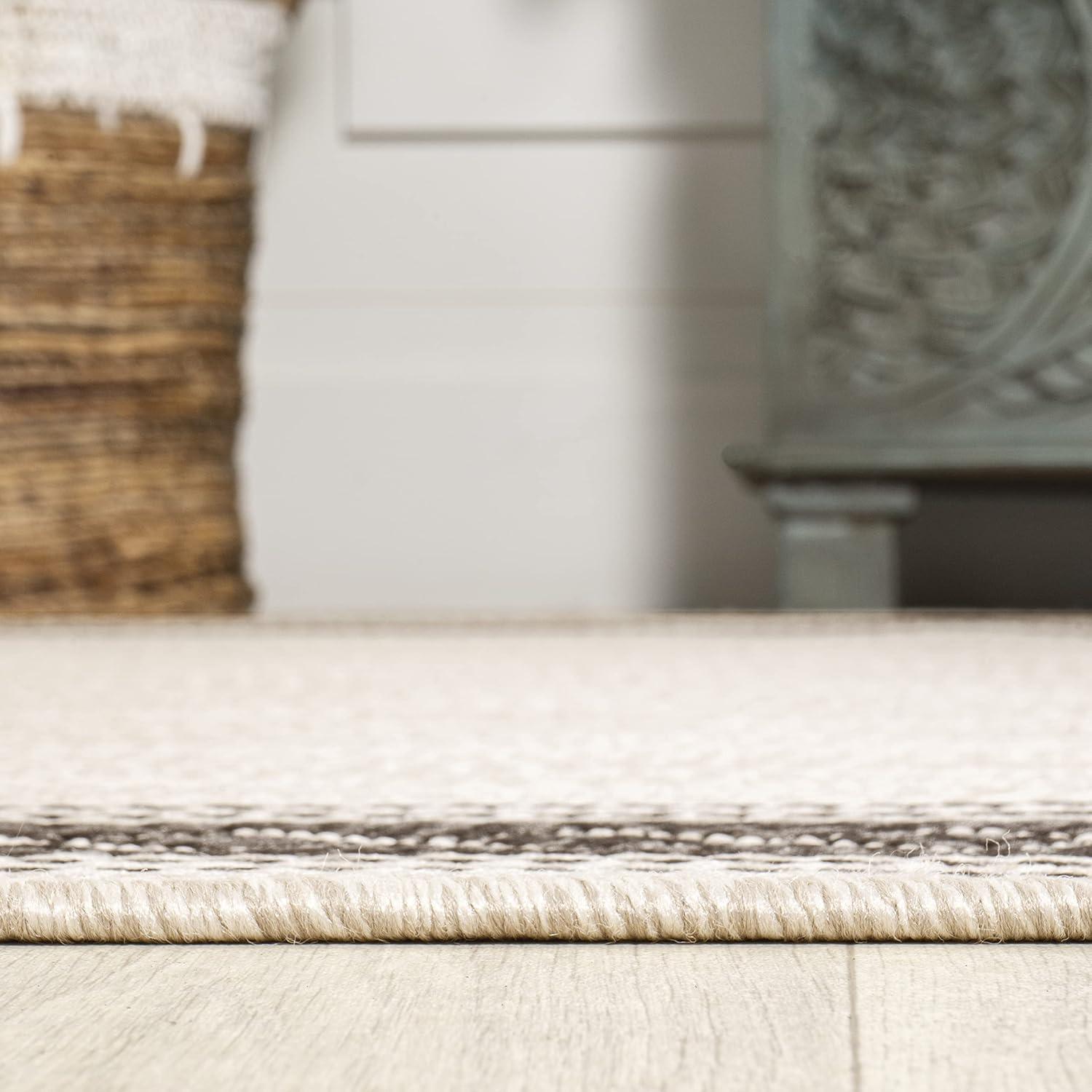 3' x 5' Lucia Classic Diamond Border Indoor/Outdoor Area Rug, Cream/Black - JONATHAN Y