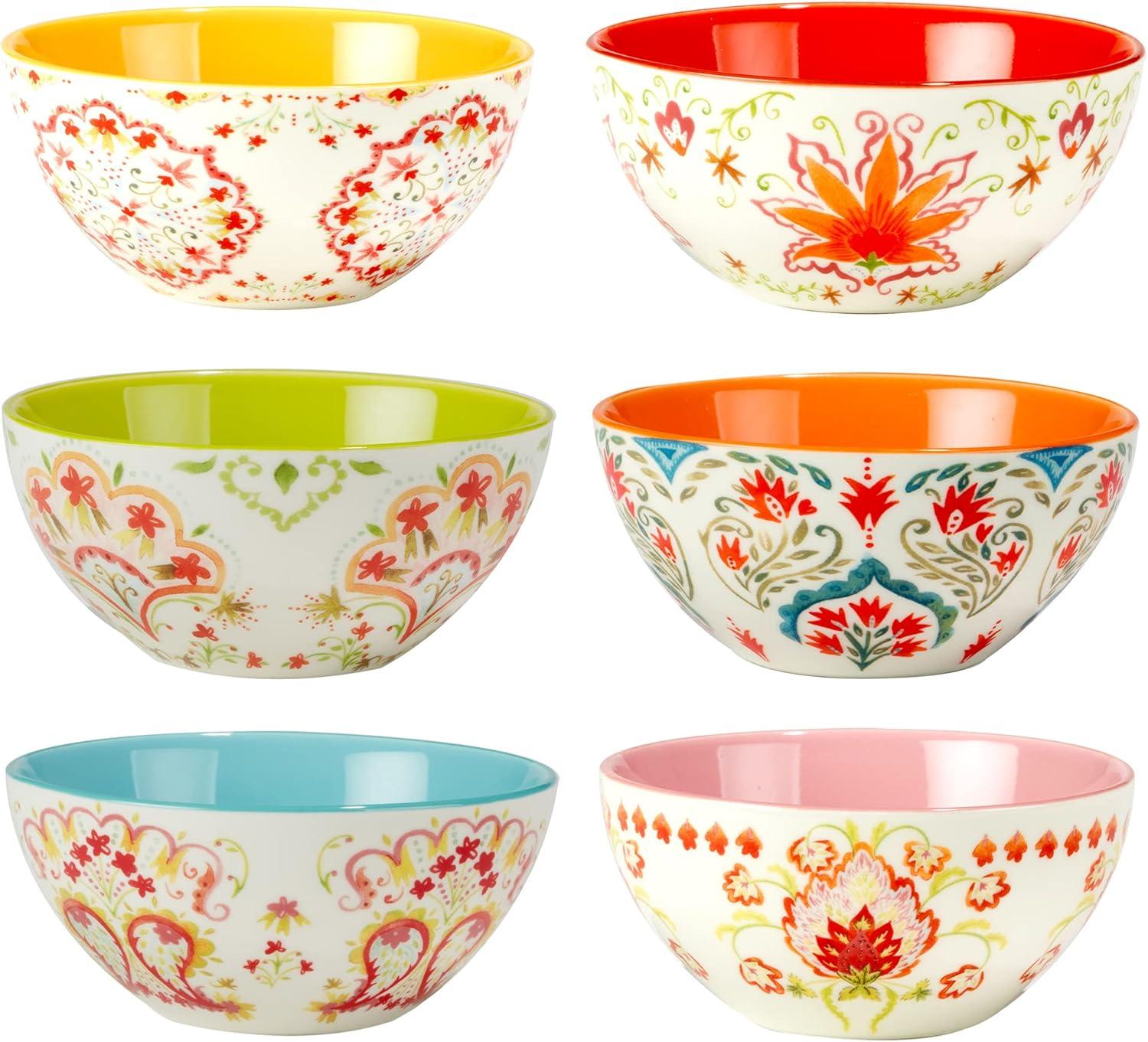 Francesca Assorted 12oz Ceramic Dessert Bowls Set of 6