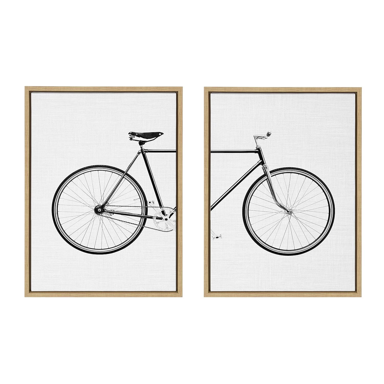 Kate and Laurel Sylvie Bicycle Framed Canvas by Simon Te of Tai Prints, 2 Piece 18x24, Natural