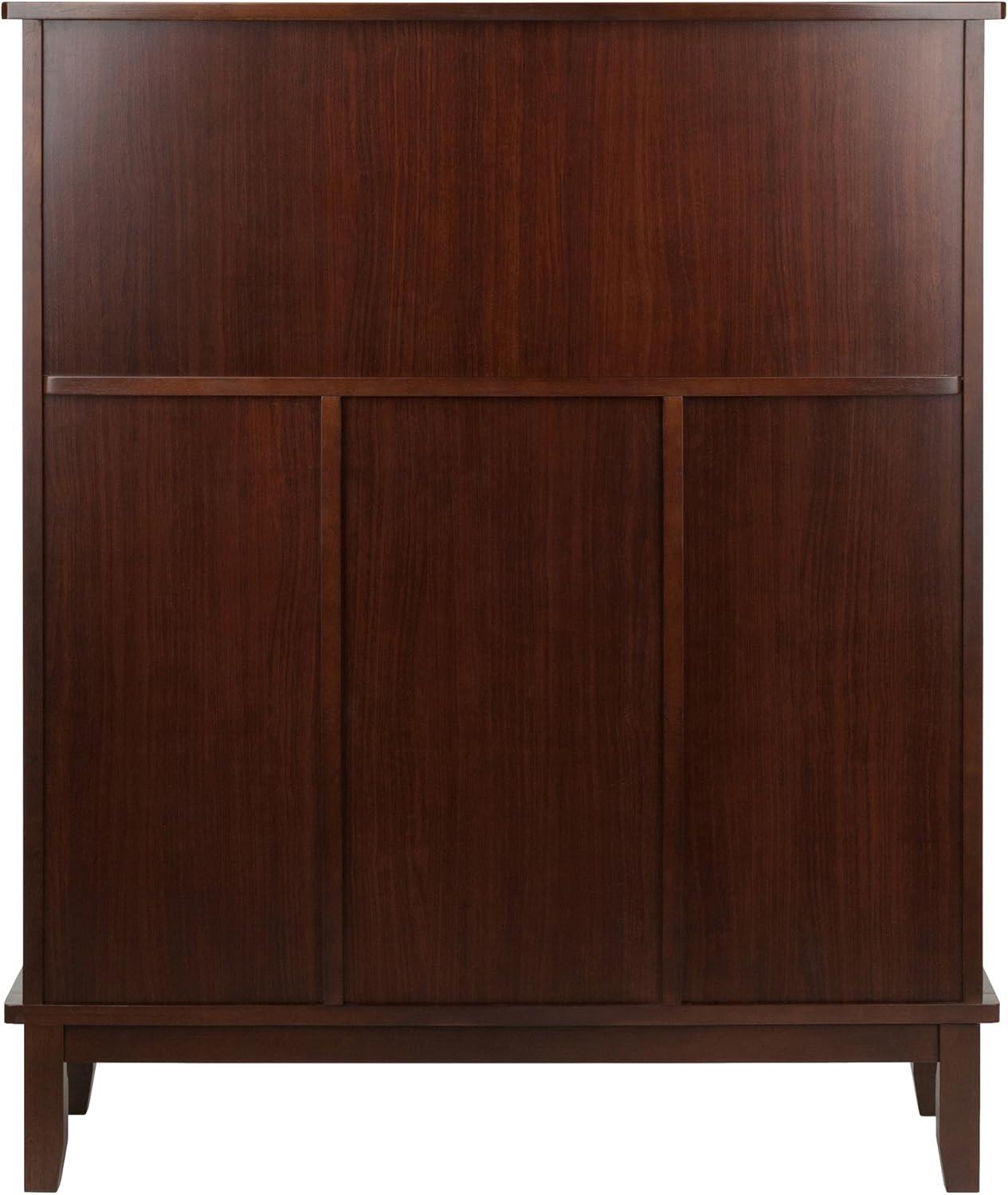 Beynac Wine Bar Cappuccino - Winsome: Storage Cabinet, Stemware Rack, Buffet Hutch