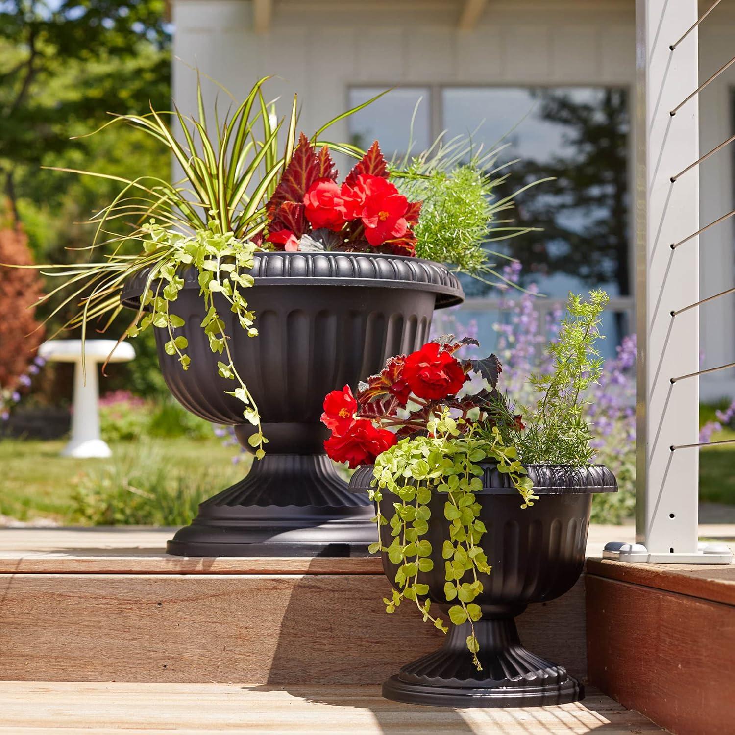 Bloem 18-in Grecian Urn Resin Planter - Charcoal Gray