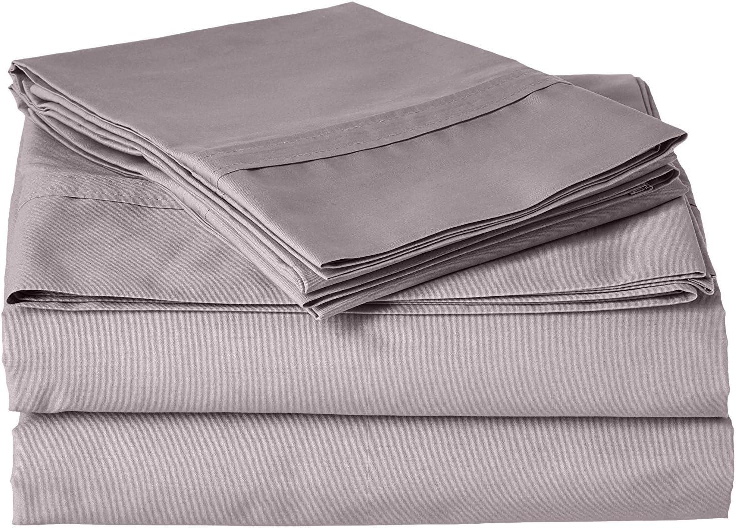 Tribeca Living Grey Cotton Percale Queen Sheet Set