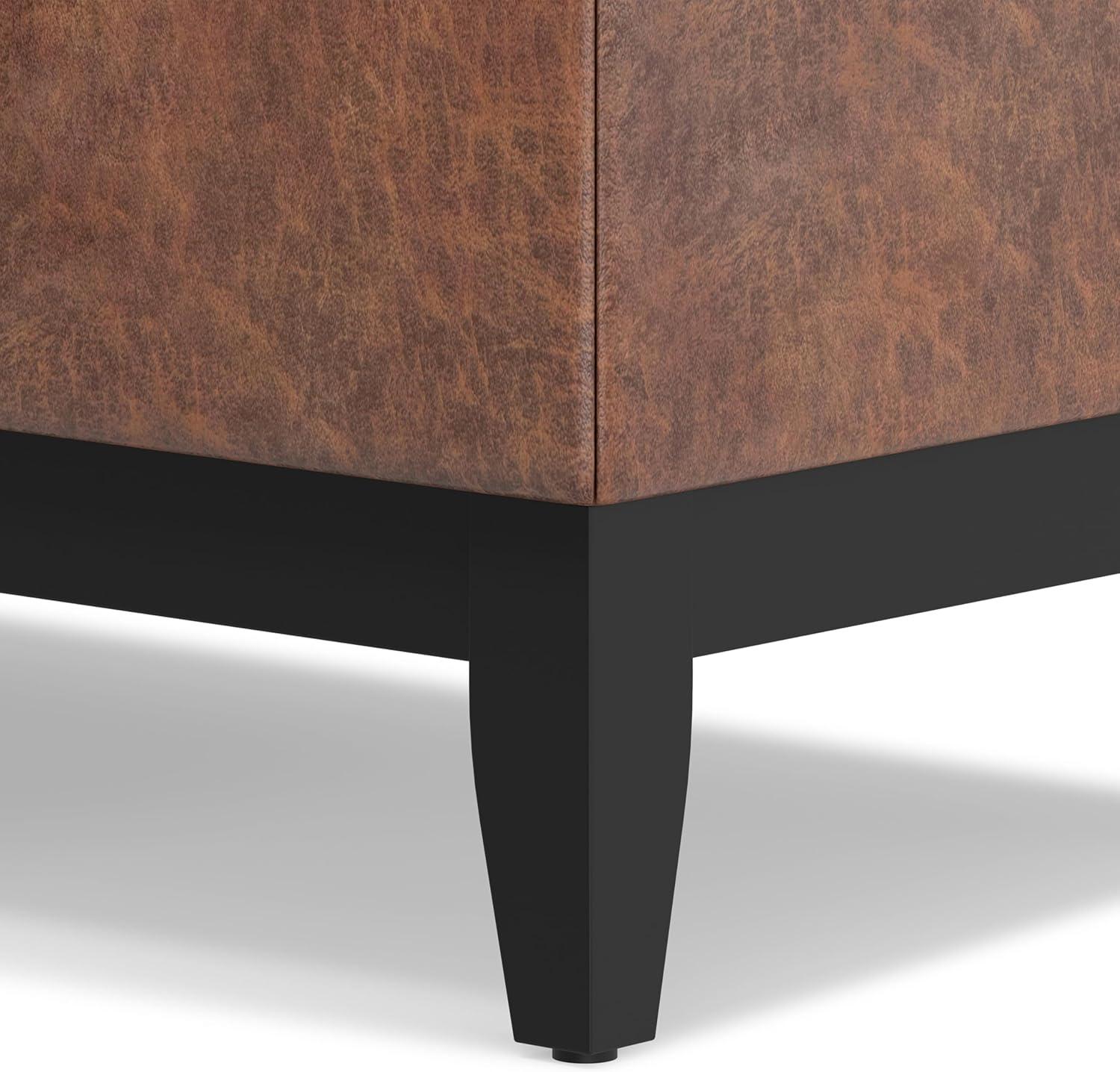 Simpli Home Oregon 42"W Upholstered Storage Ottoman Bench with Lift-Top Lid and Tray