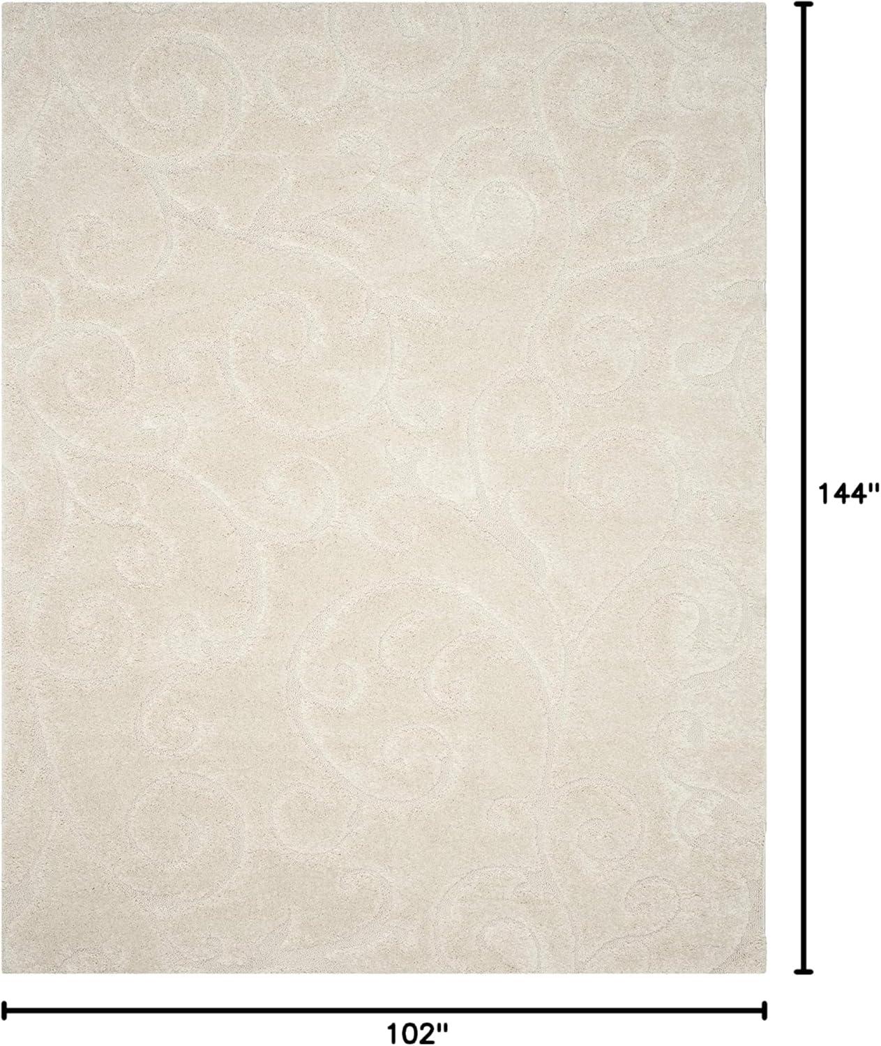 SAFAVIEH Florida Doug Floral Vines Shag Area Rug, Cream, 8'6" x 12'