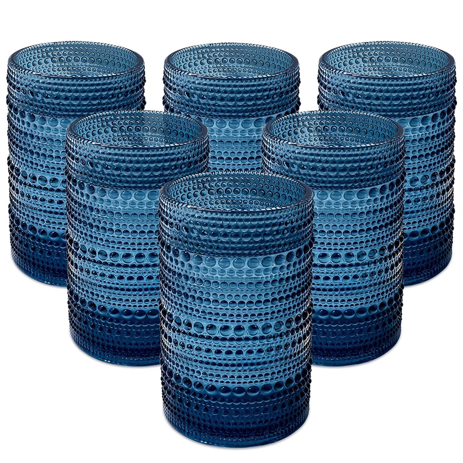 Vintage Glassware Drinking Glass Set of 6, Nailhead Glass