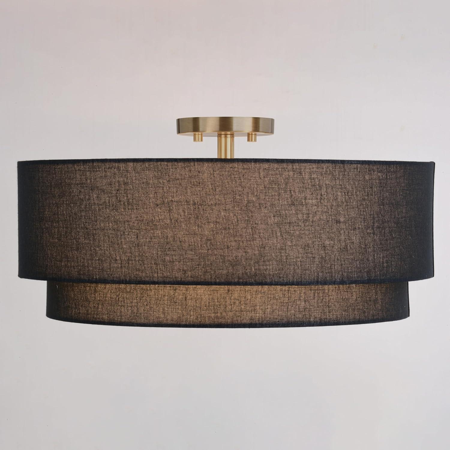 Vaxcel Burnaby 20.5-in. 4 Light Semi-Flush Matte Brass with Black Fabric