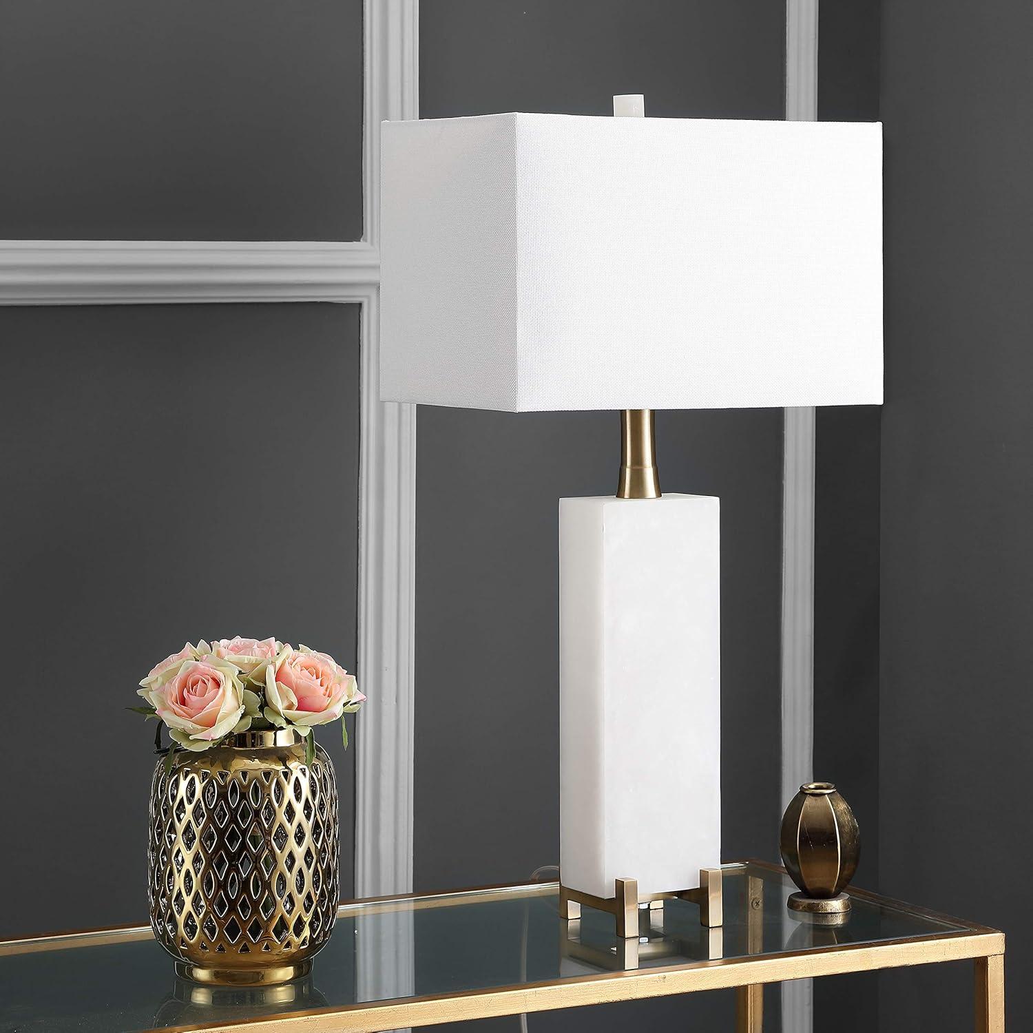 Elegant Alabaster and Brass Gold 30-inch Traditional Table Lamp