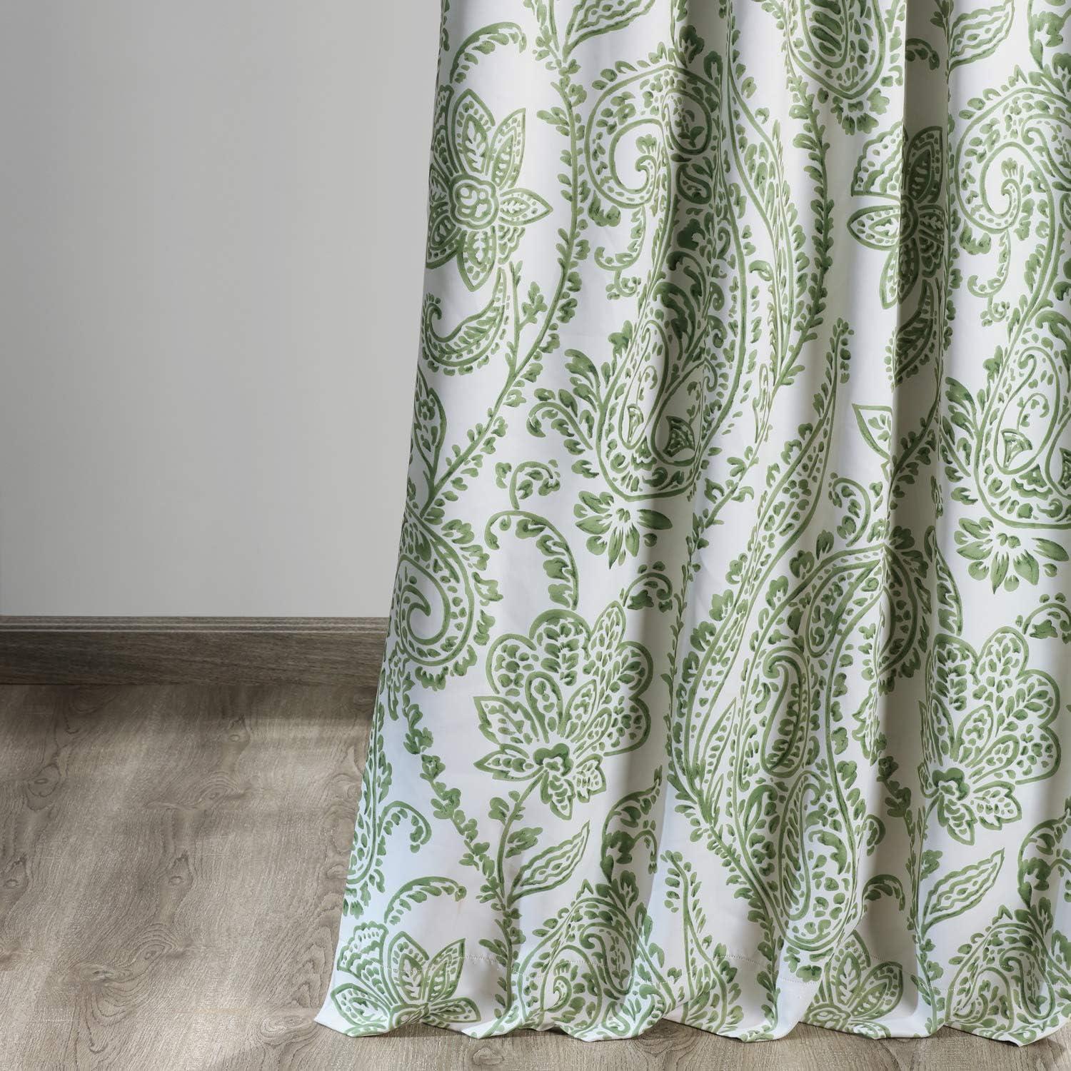 Exclusive Fabrics  Tea Time Room Darkening Curtain (2 Panels) Tea Time Green 50 x 120 120 Inches