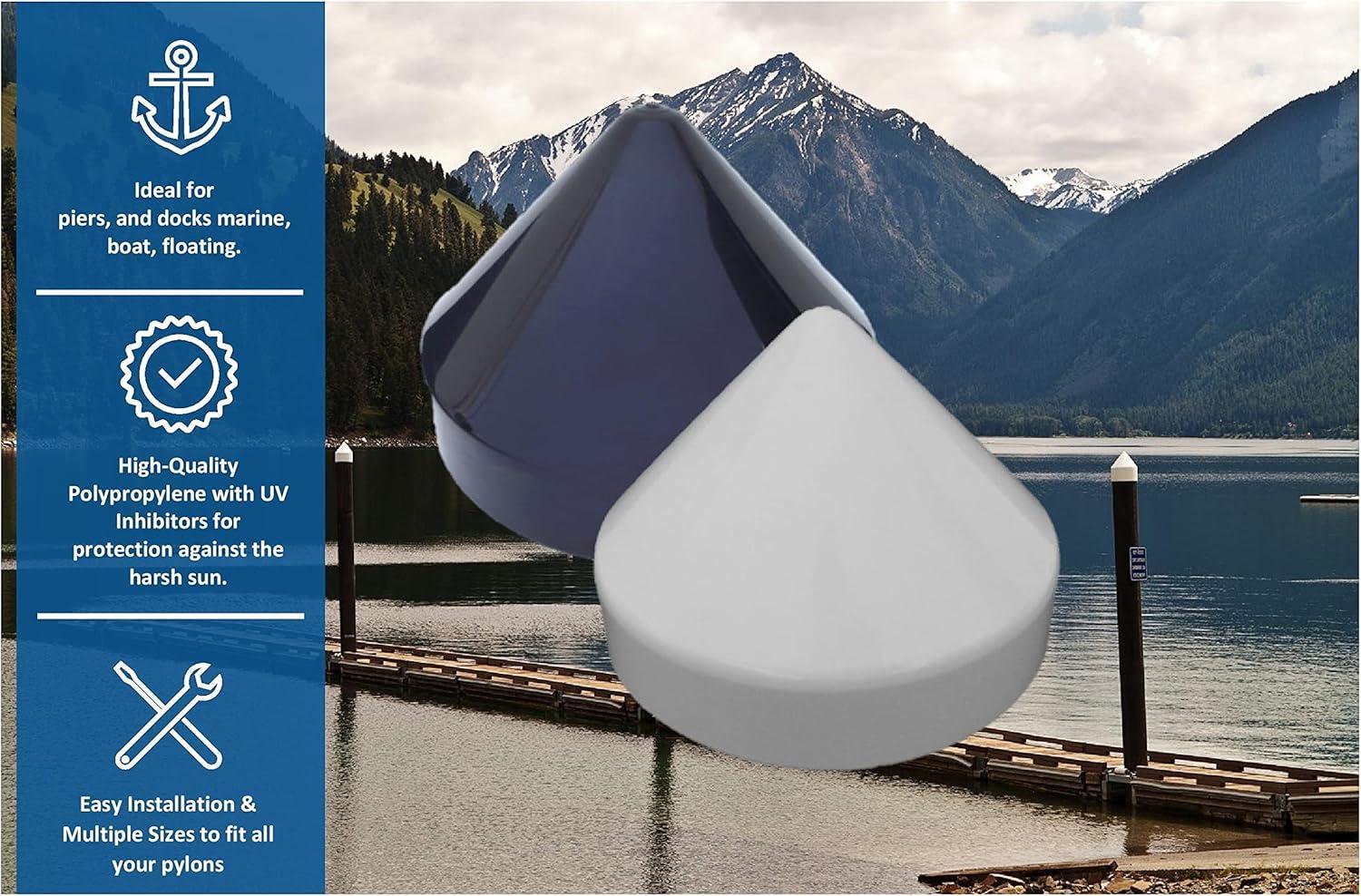 11" White Cone Dock Piling Cap / Piling Cover From 6" to 13" - White 11 inch Piling Cap