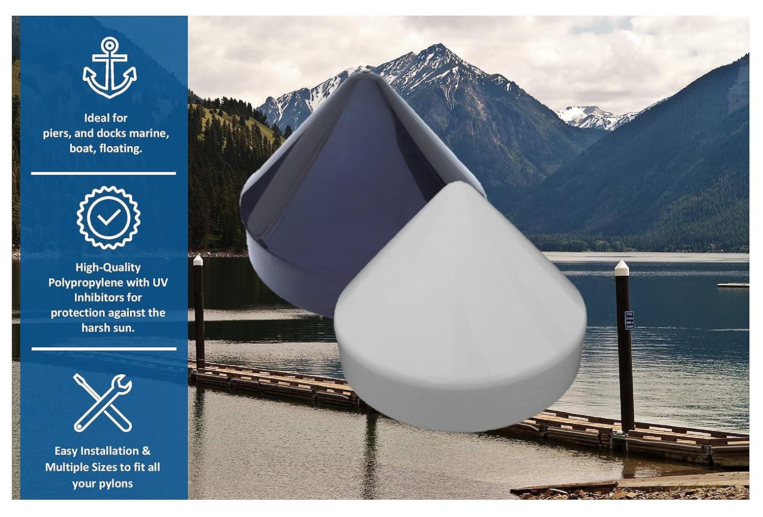 11" White Cone Dock Piling Cap / Piling Cover From 6" to 13" - White 11 inch Piling Cap
