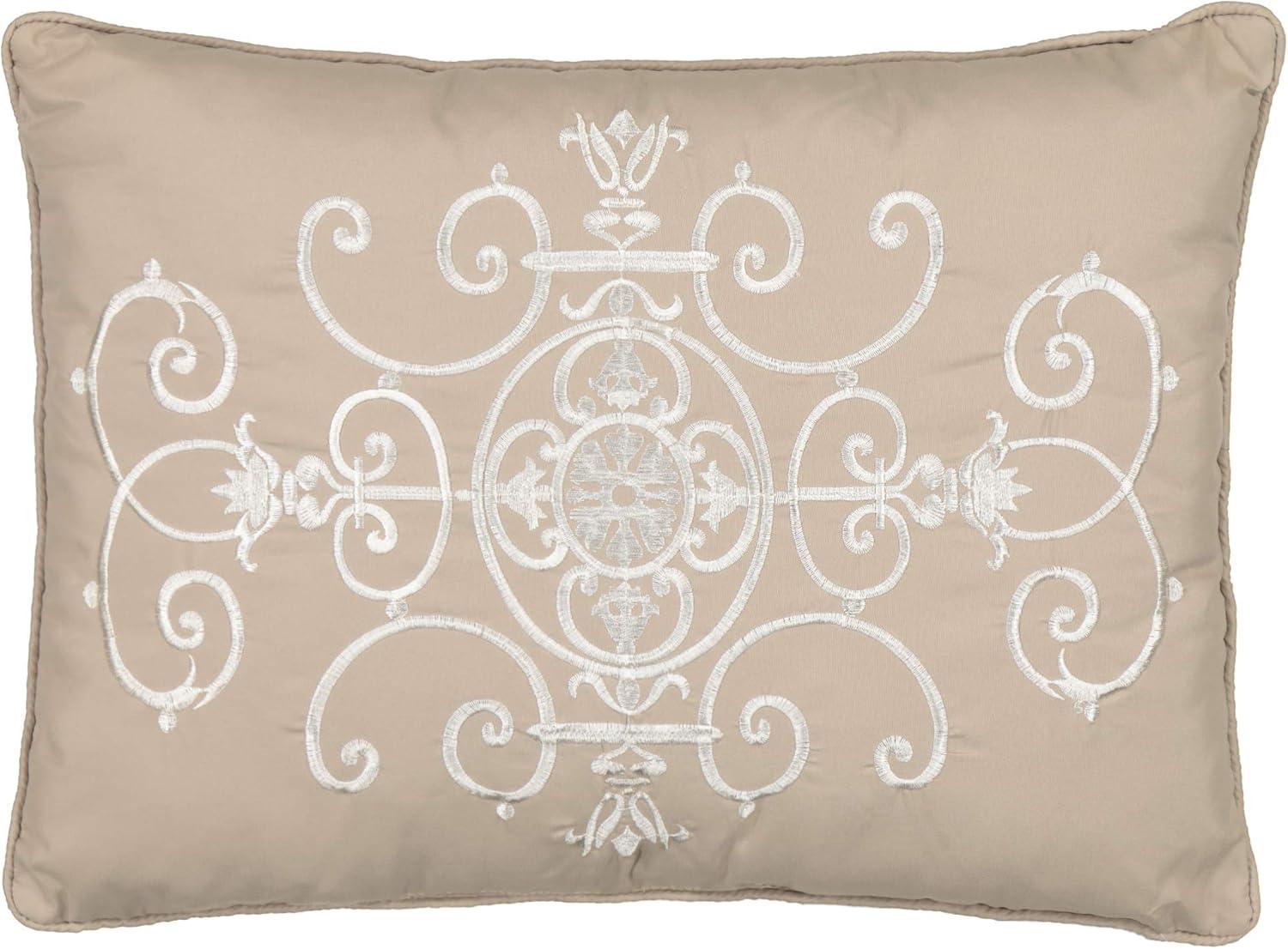 Ivory Bensonhurst Embroidered Lumbar Throw Pillow, 13"x18"