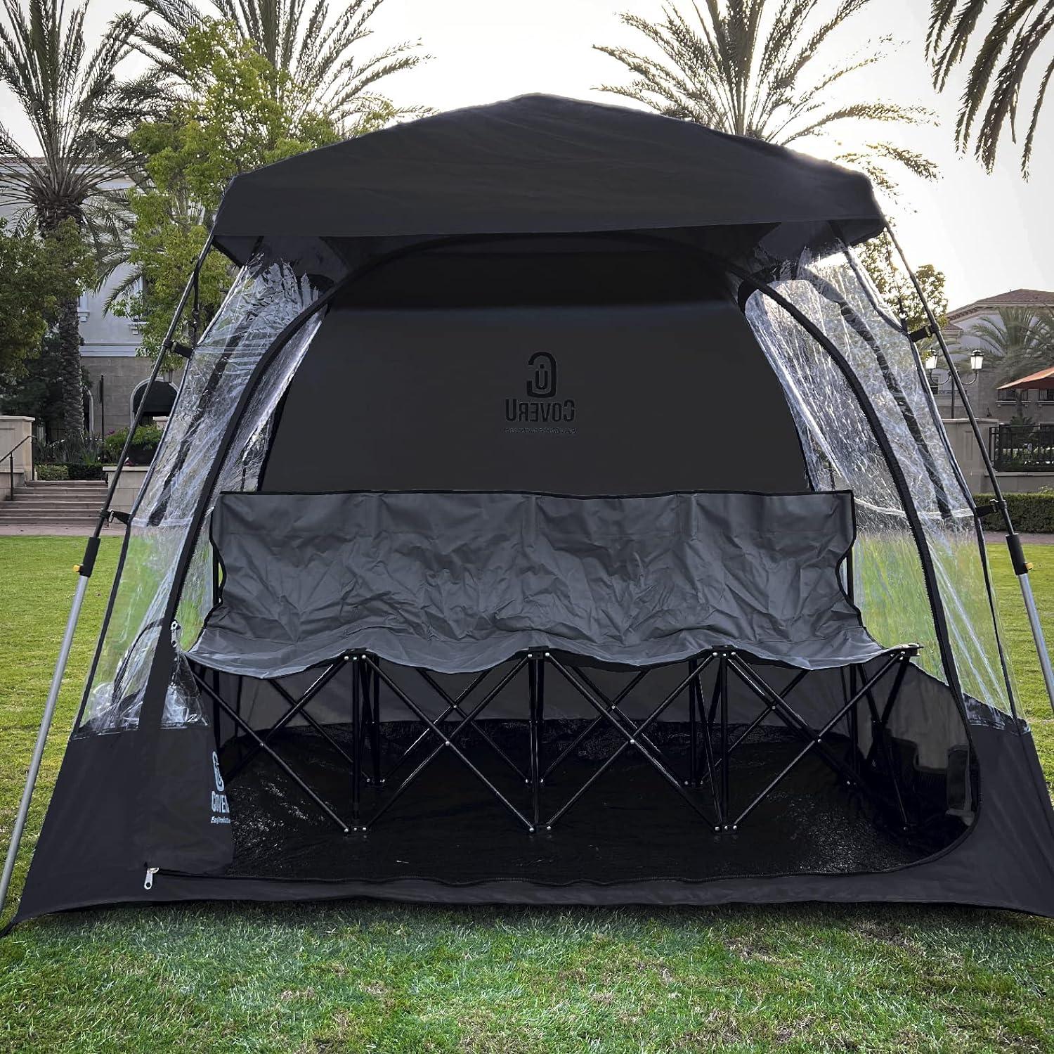 EasyGo Products CoverU Sports Shelter – 2 Person Weather Tent Pod (BLACK) – Patents Pending