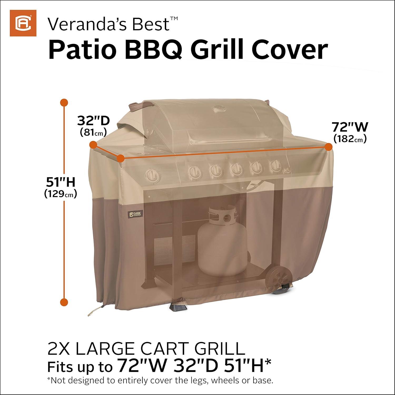 Earth-Toned Waterproof PVC Gas Grill Cover, 72 x 32 x 51 Inch