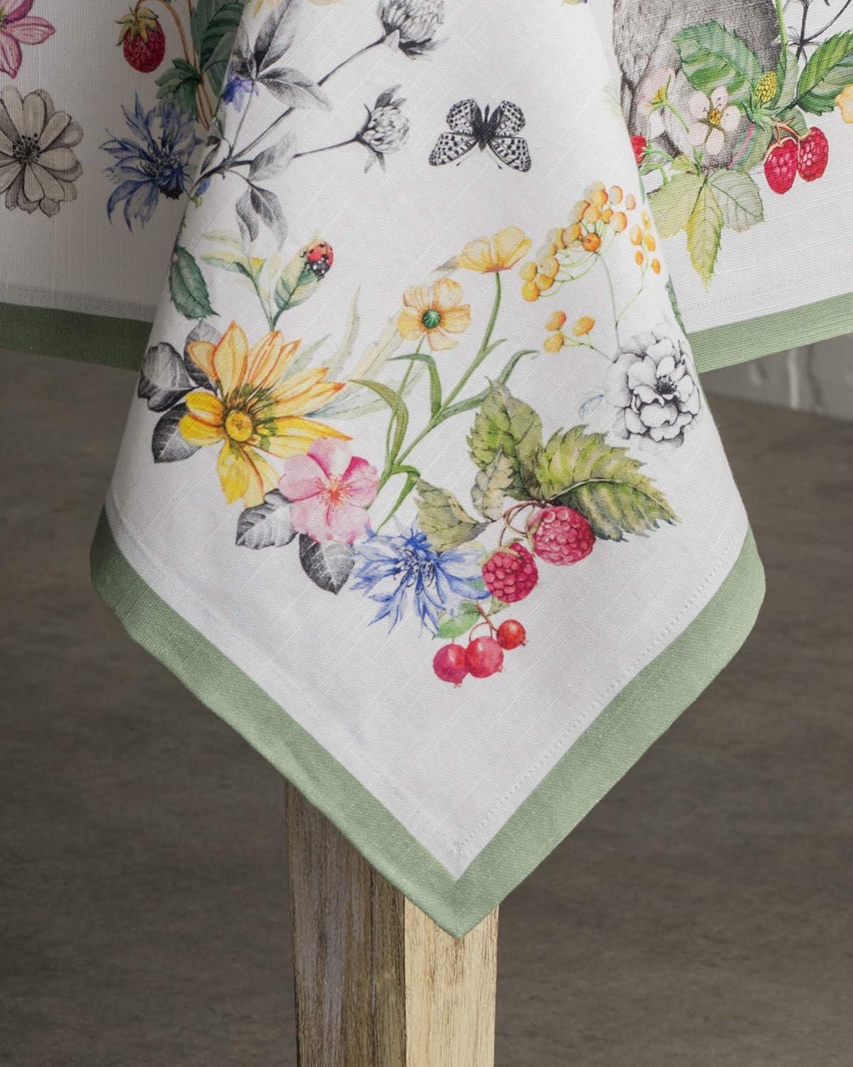 Printemps Floral Cotton Tablecloth for Spring Gatherings, 60" x 90"